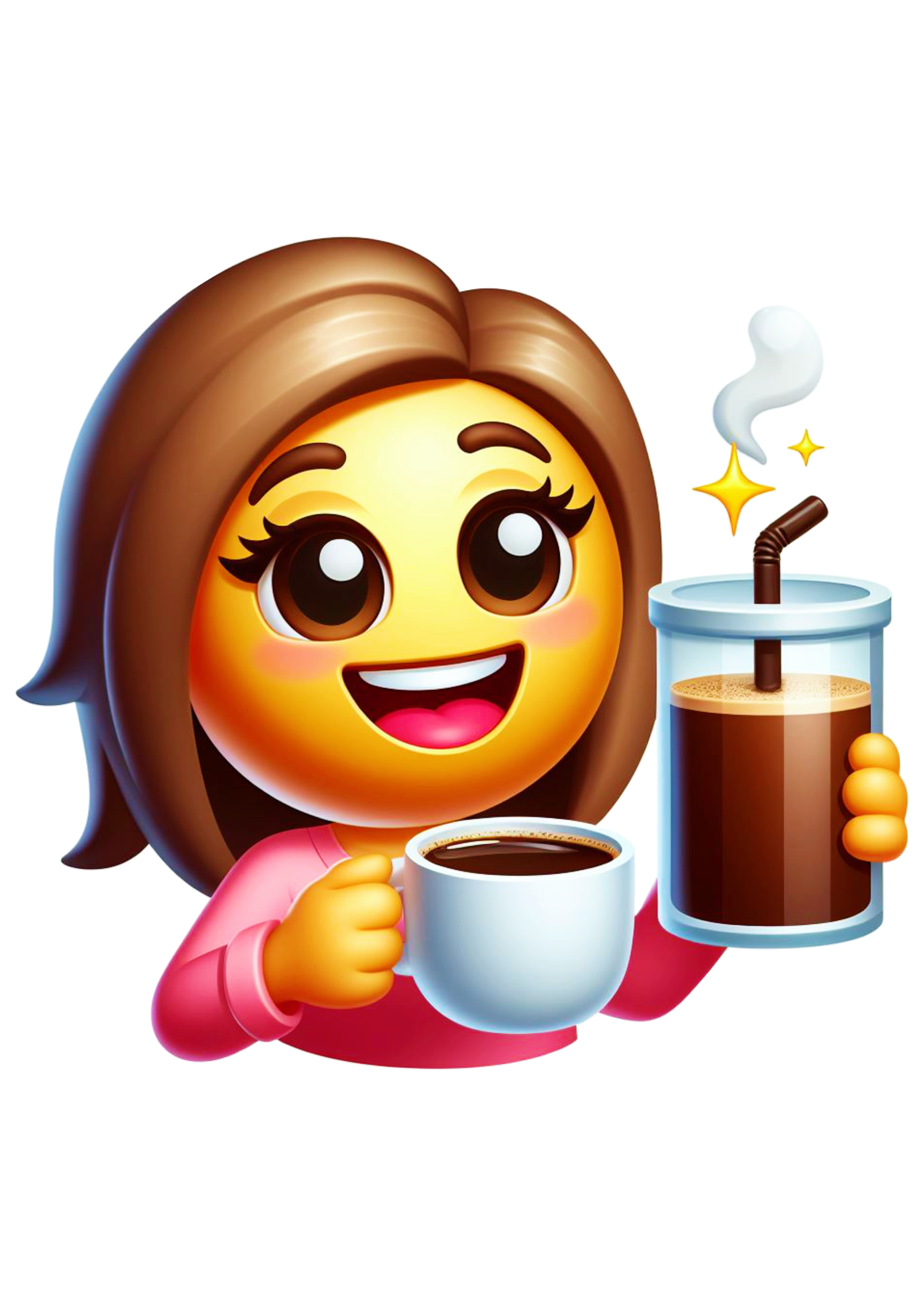 Emoji PNG mulher tomando cafezinho imagens fundo transparente