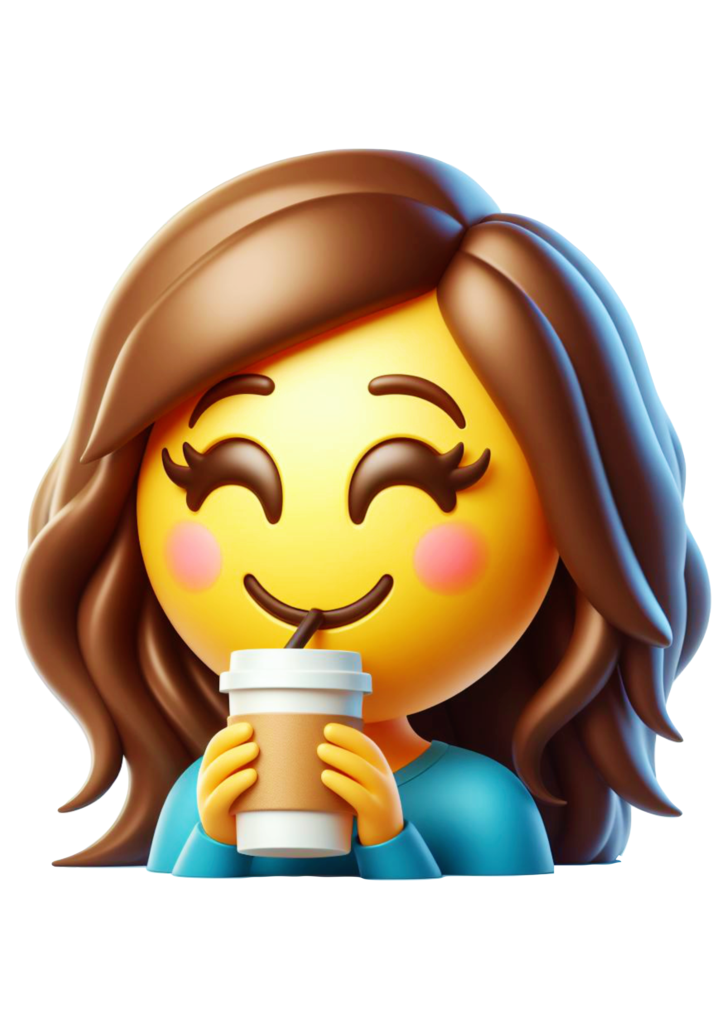 Emoji para whatsapp PNG mulher tomando cafezinho imagens fundo transparente