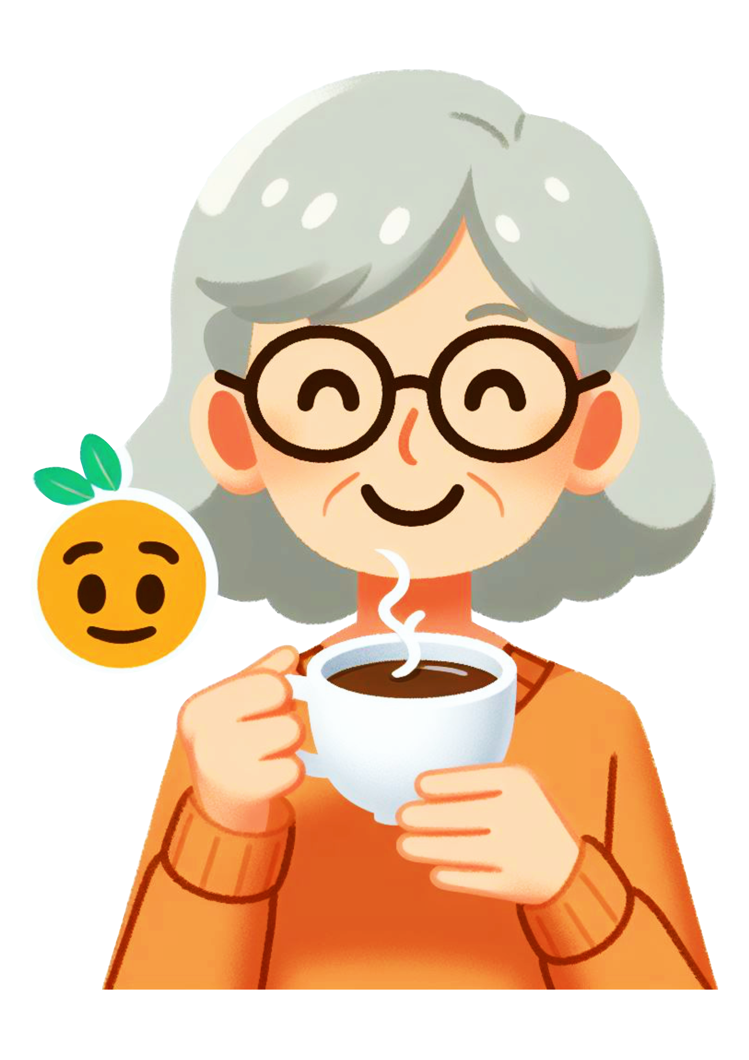 Emoji idosa tomando cafezinho png