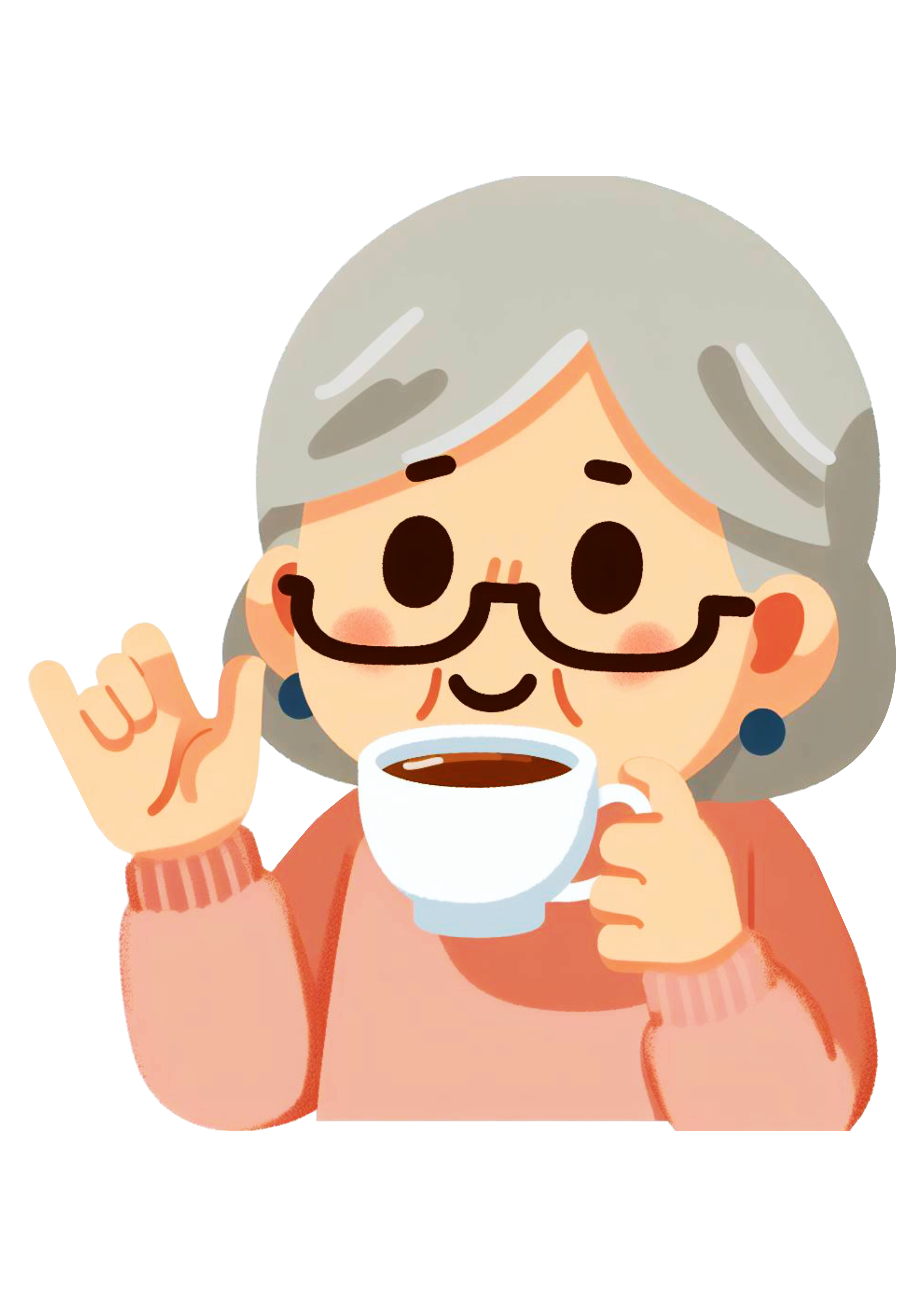 Emoji idosa tomando cafezinho vovozinha png