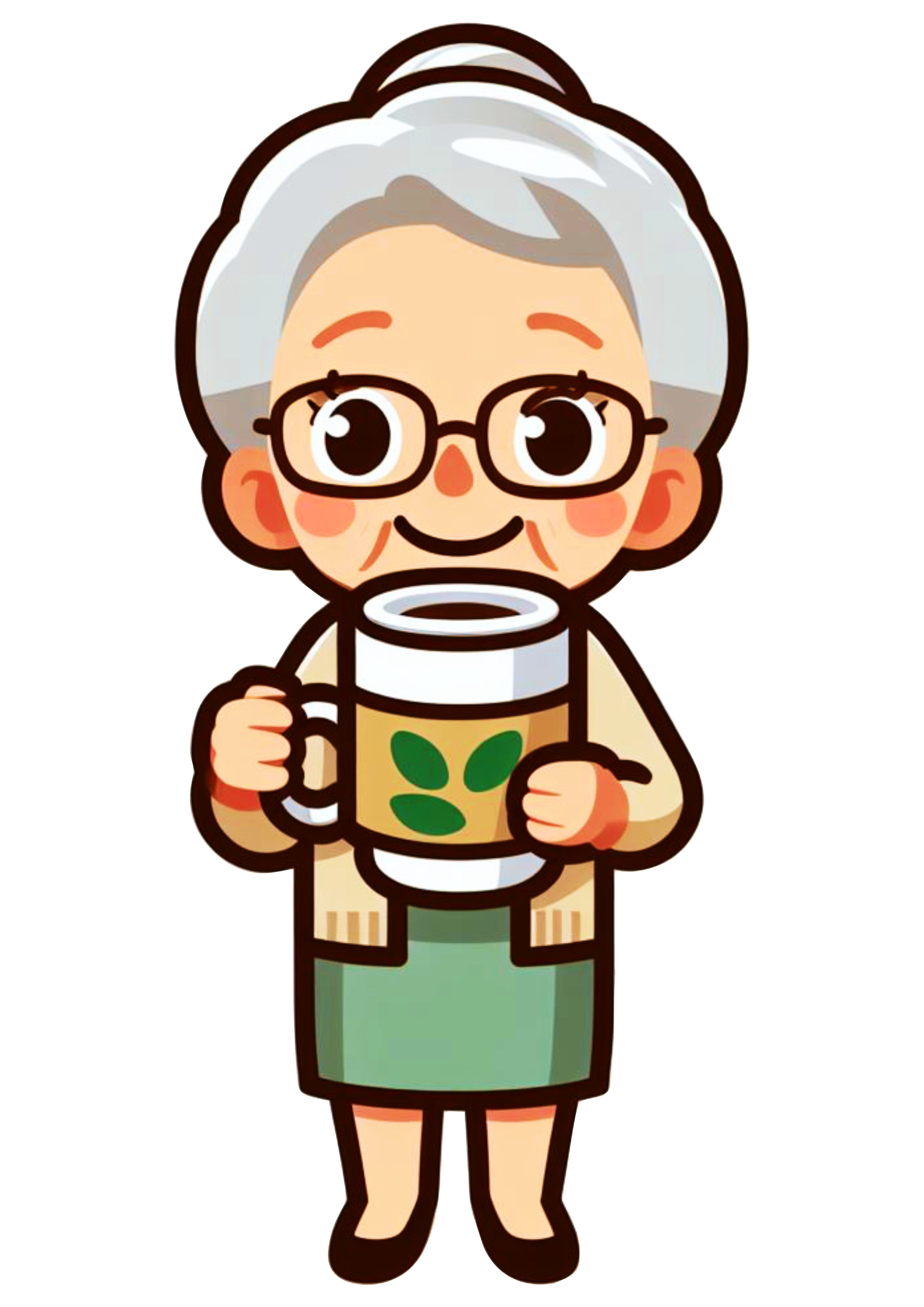 Emoji idosa tomando cafezinho vovozinha chazinho png