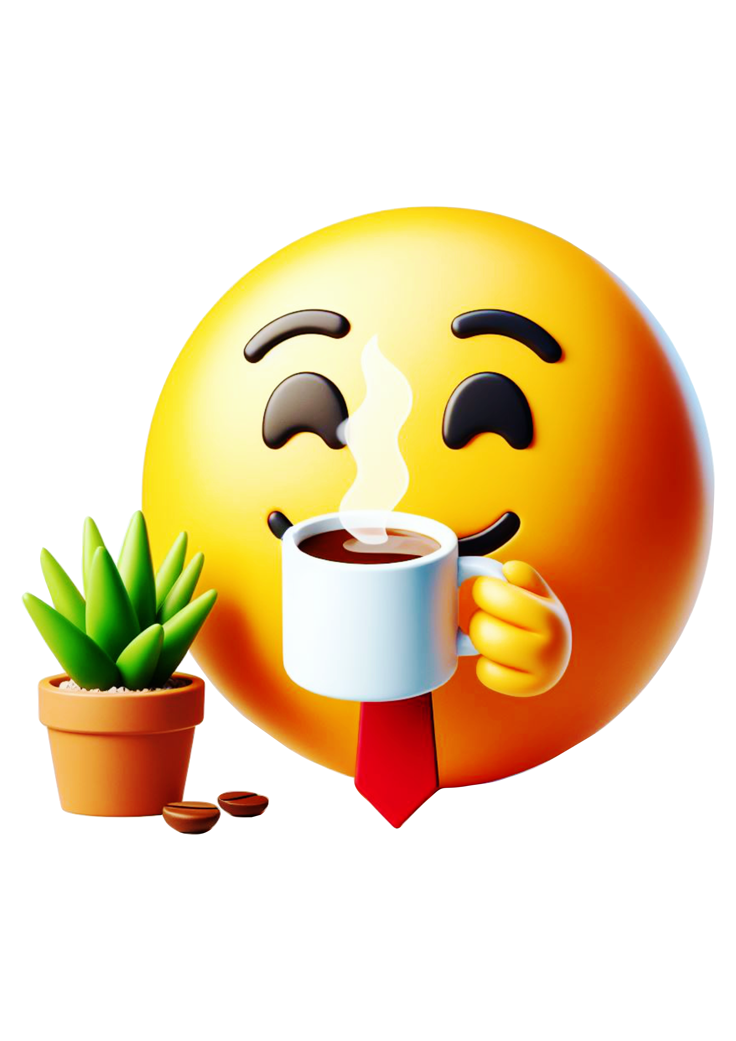 Emoji chefe tomando um cafezinho png