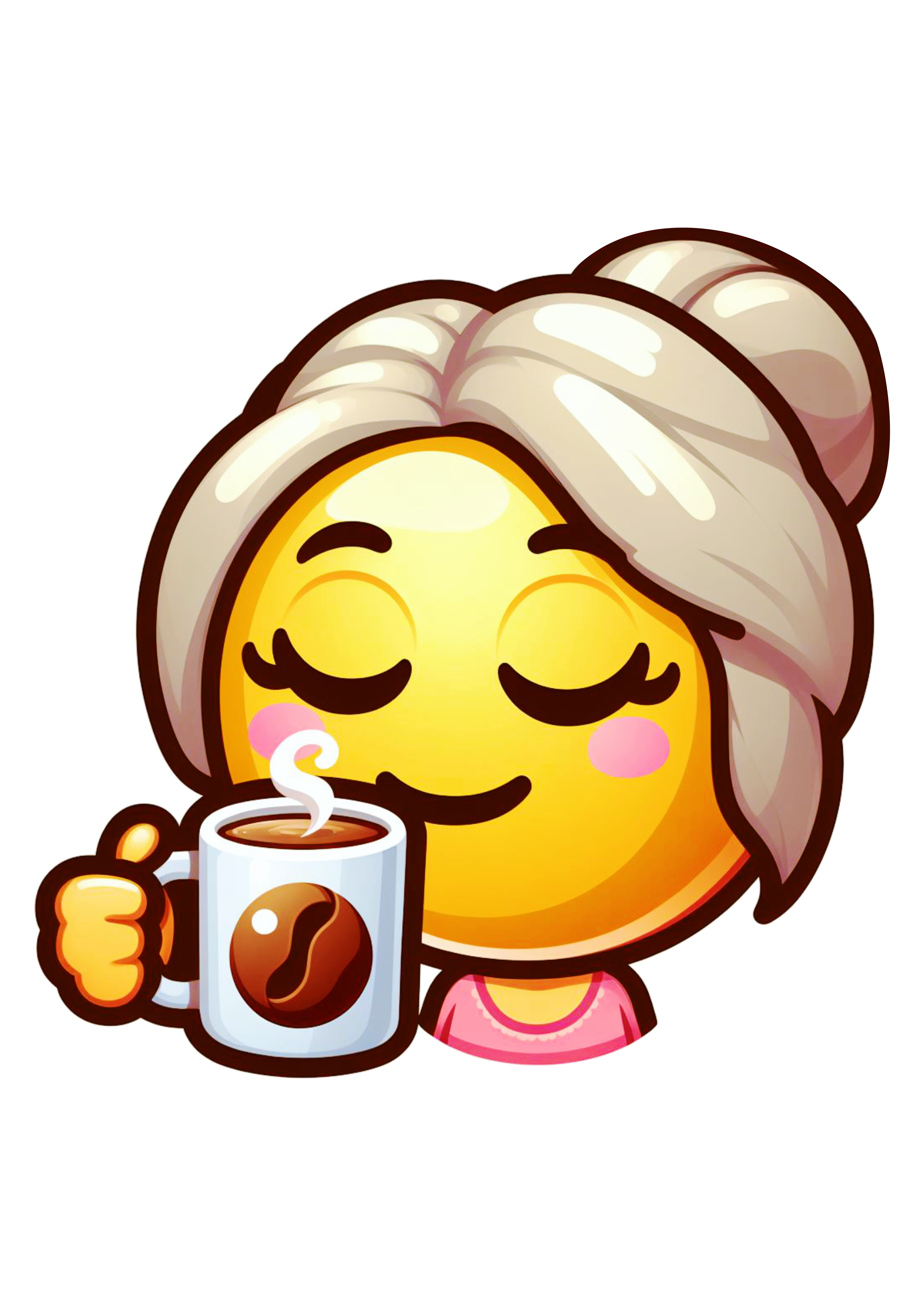 Emoji para whatsapp idosa tomando cafezinho vovozinha png