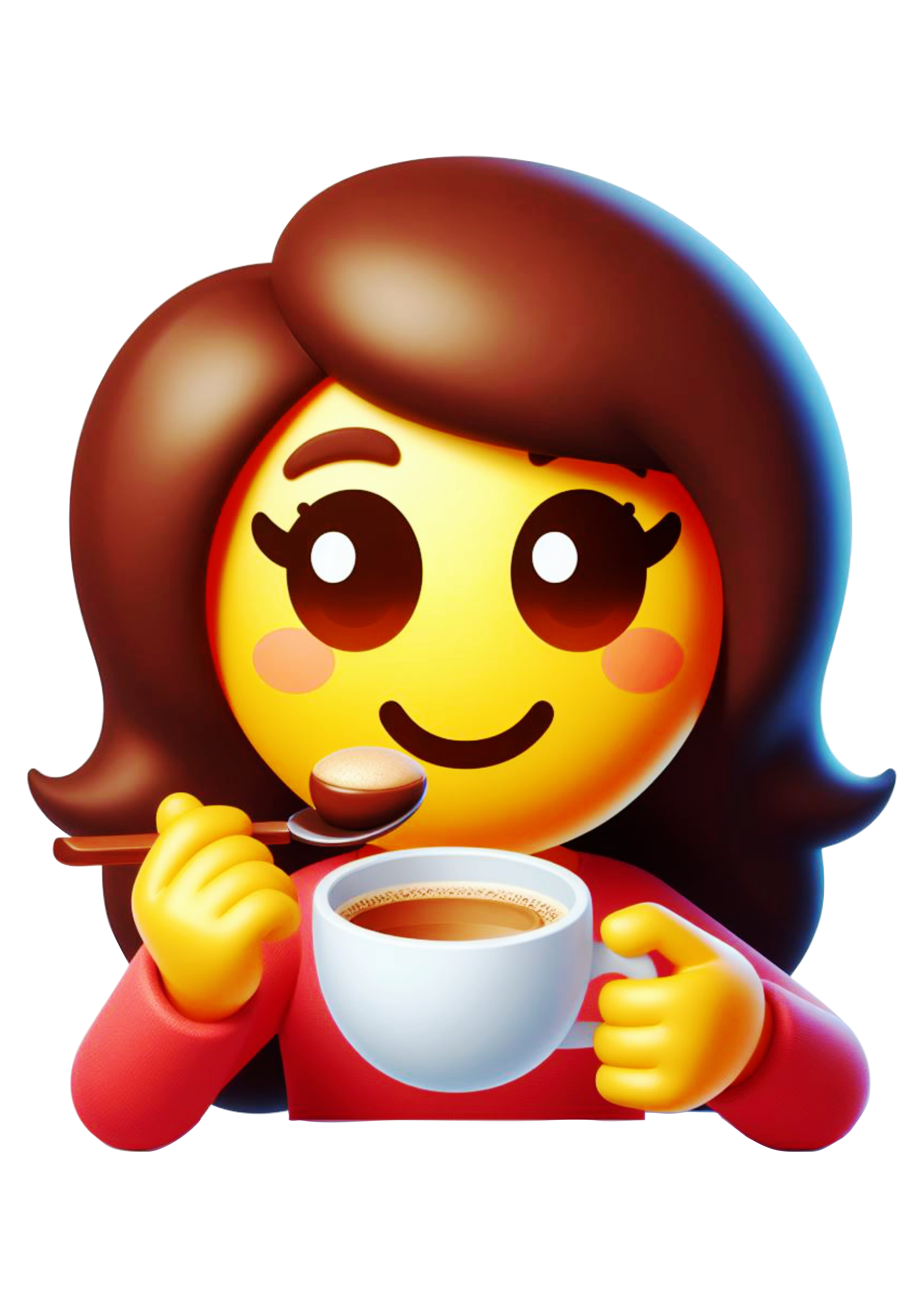 Emoji para whatsapp mulher tomando cafezinho png