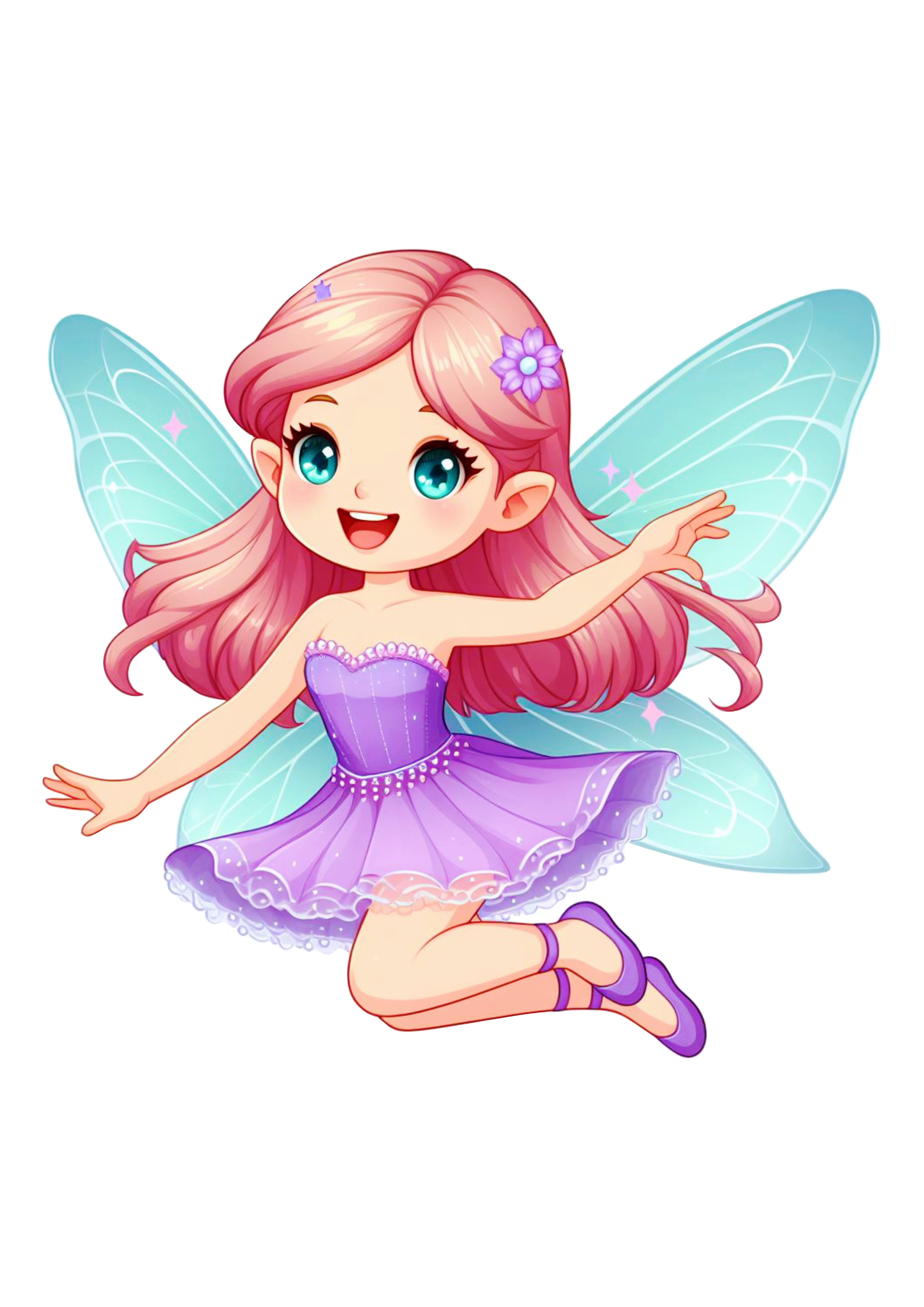 Fadinha lilás voando roxo desenho infantil asas bonitas menina fofinha png