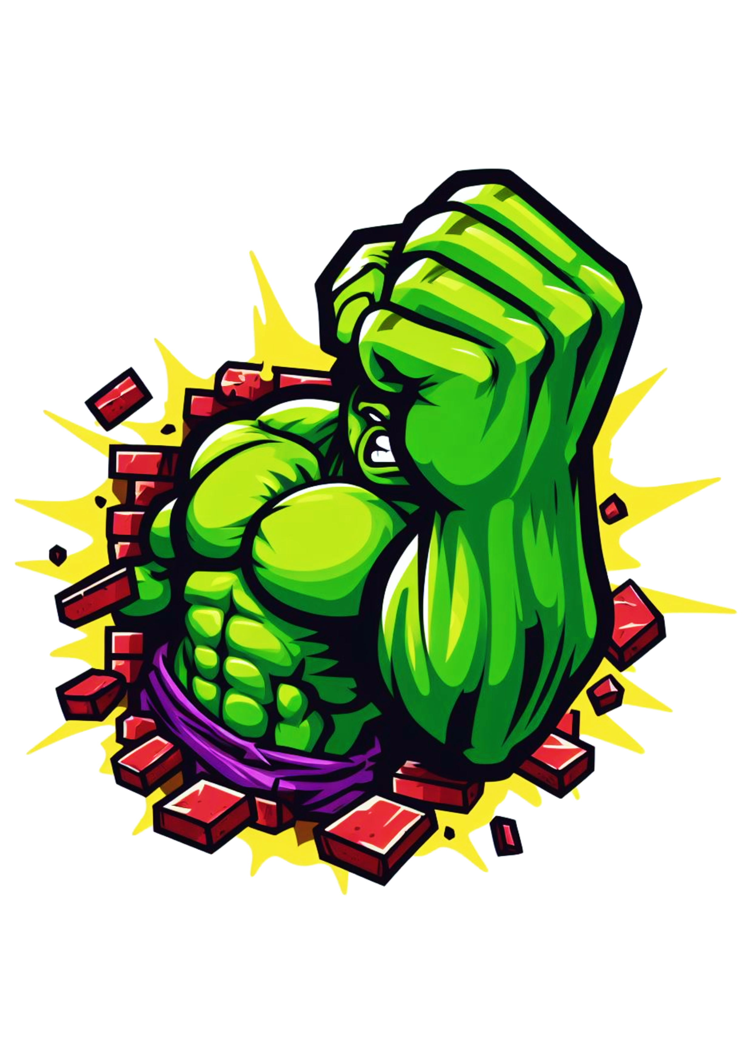Hulk quebrando uma parede estampa para camiseta cartoon png