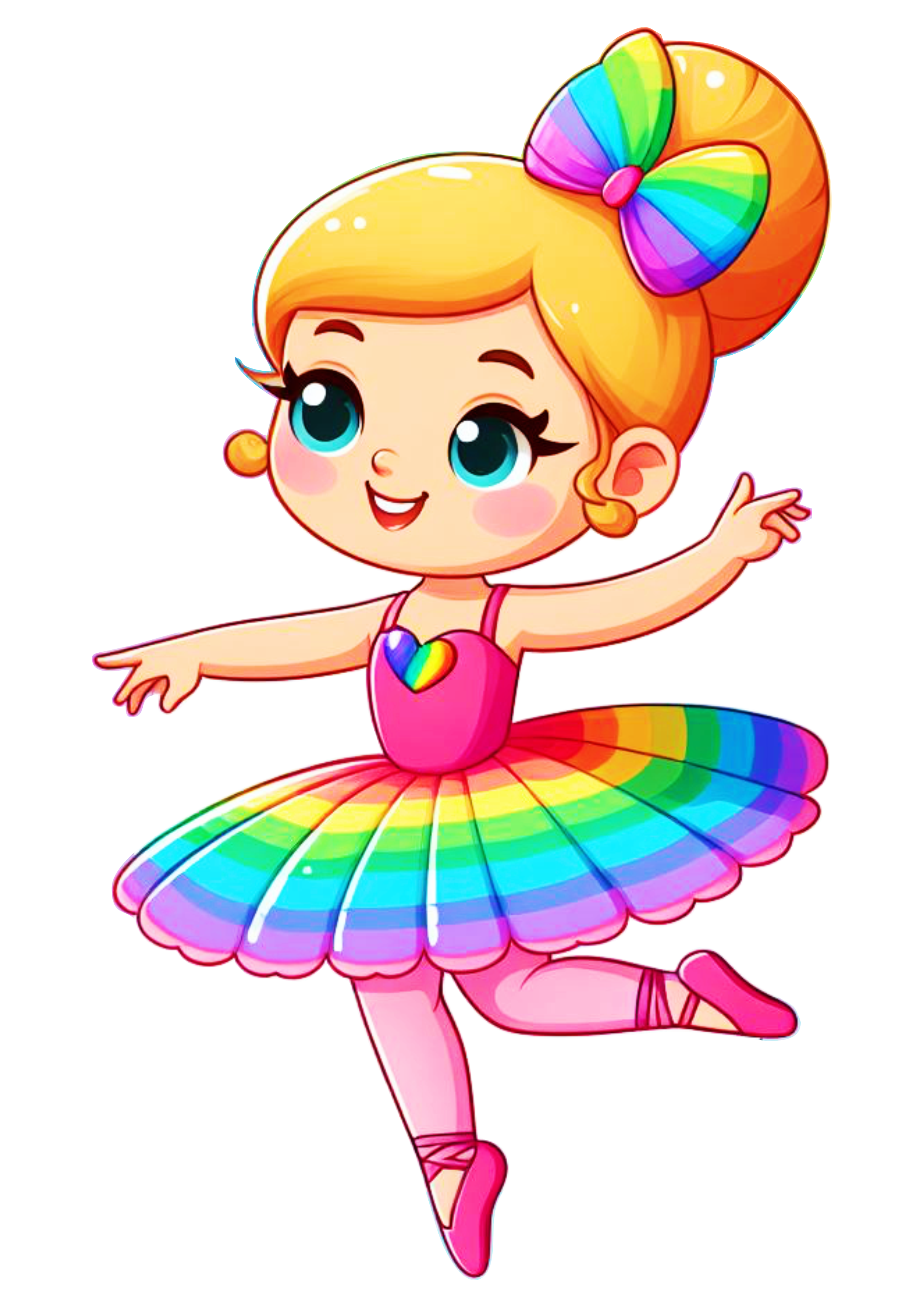 Bailarina menina loirinha com roupa colorida png