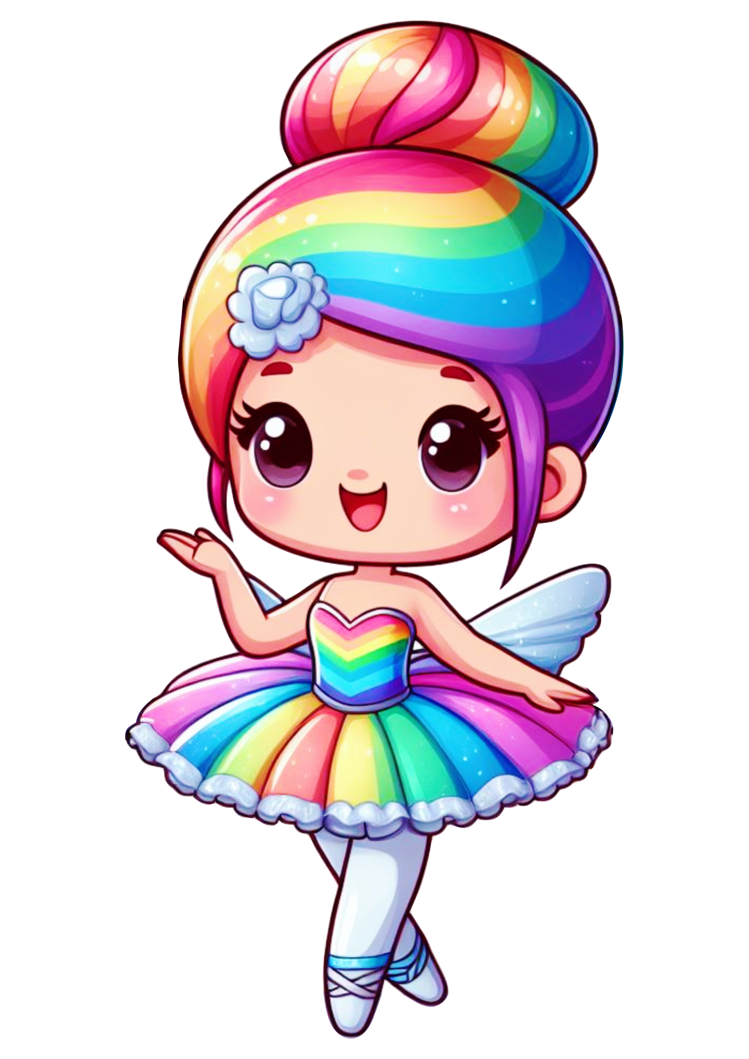 Bailarina menina com roupa colorida arco-íris desenho infantil png image