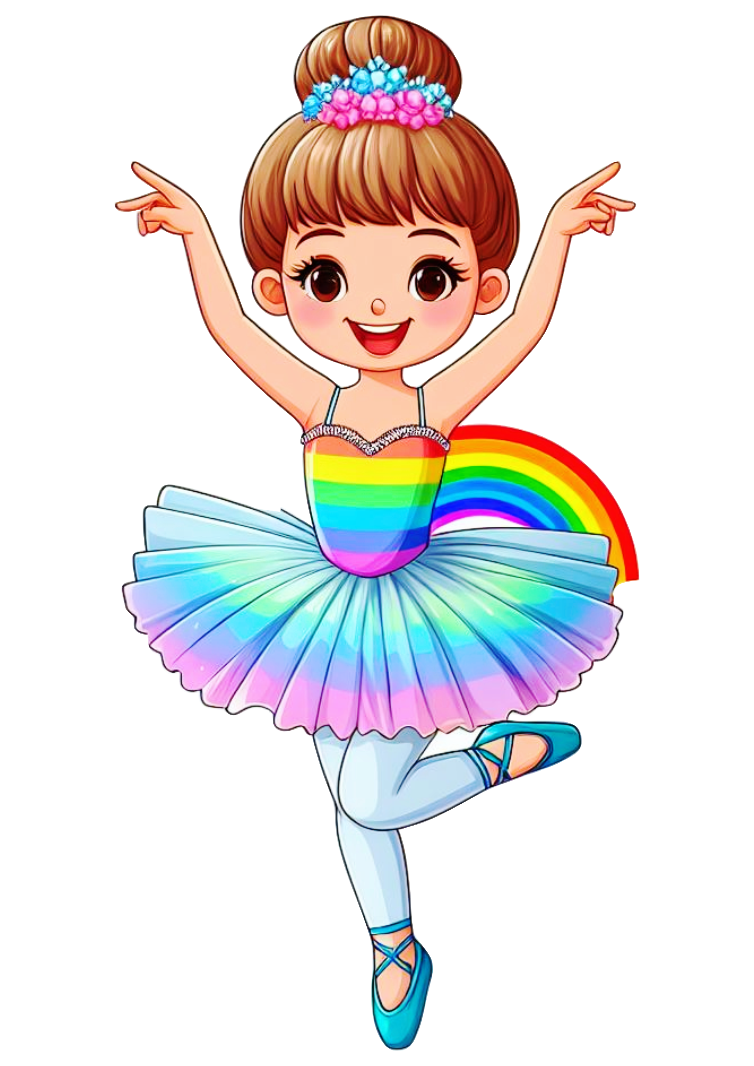 Bailarina menina com roupa colorida arco-íris desenho infantil png image design