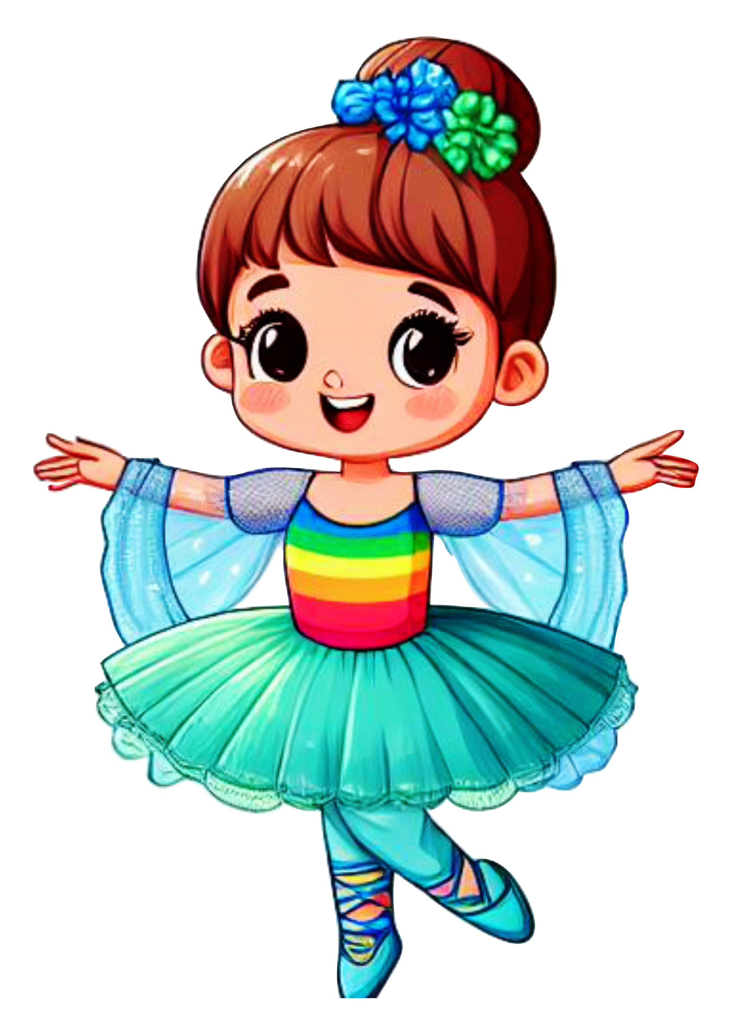 Bailarina menina com roupa colorida arco-íris desenho infantil png image design artes gráficas ilustração