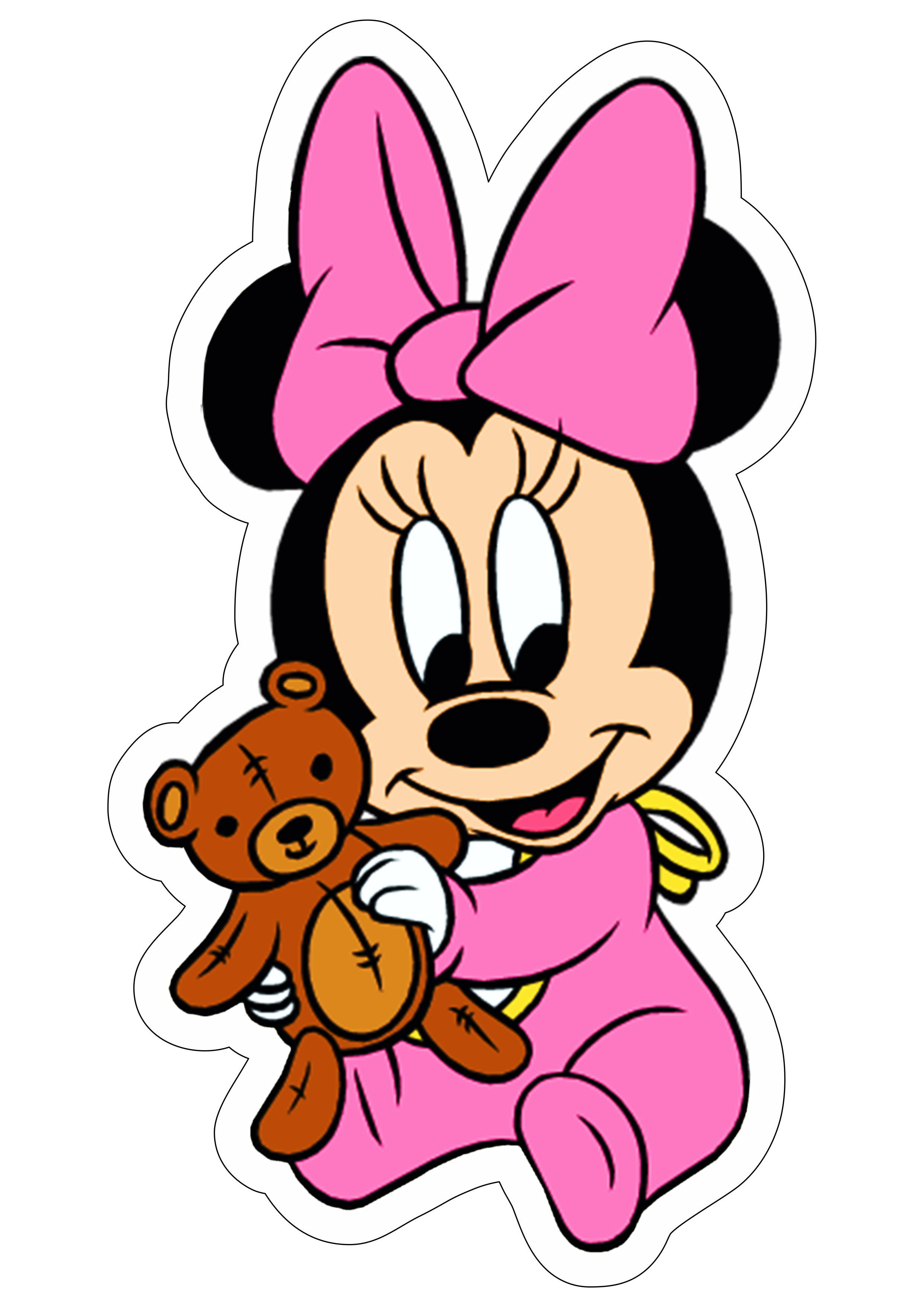 Minnie rosa baby fundo transparente com contorno png