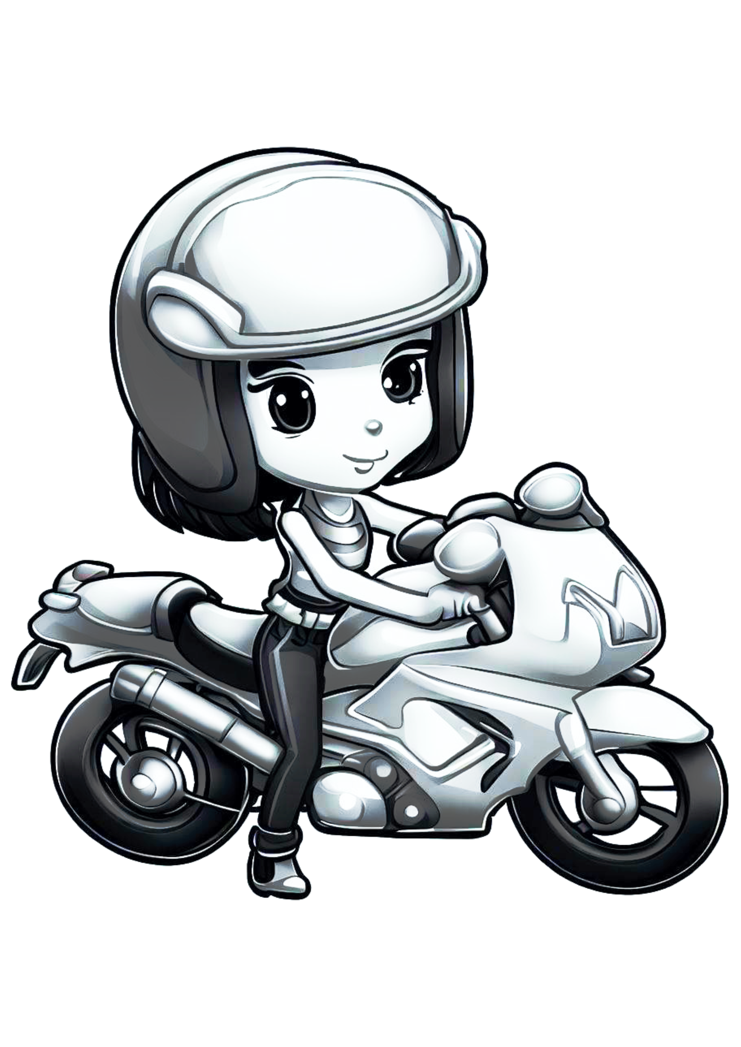 Desenho preto e branco motoqueira png