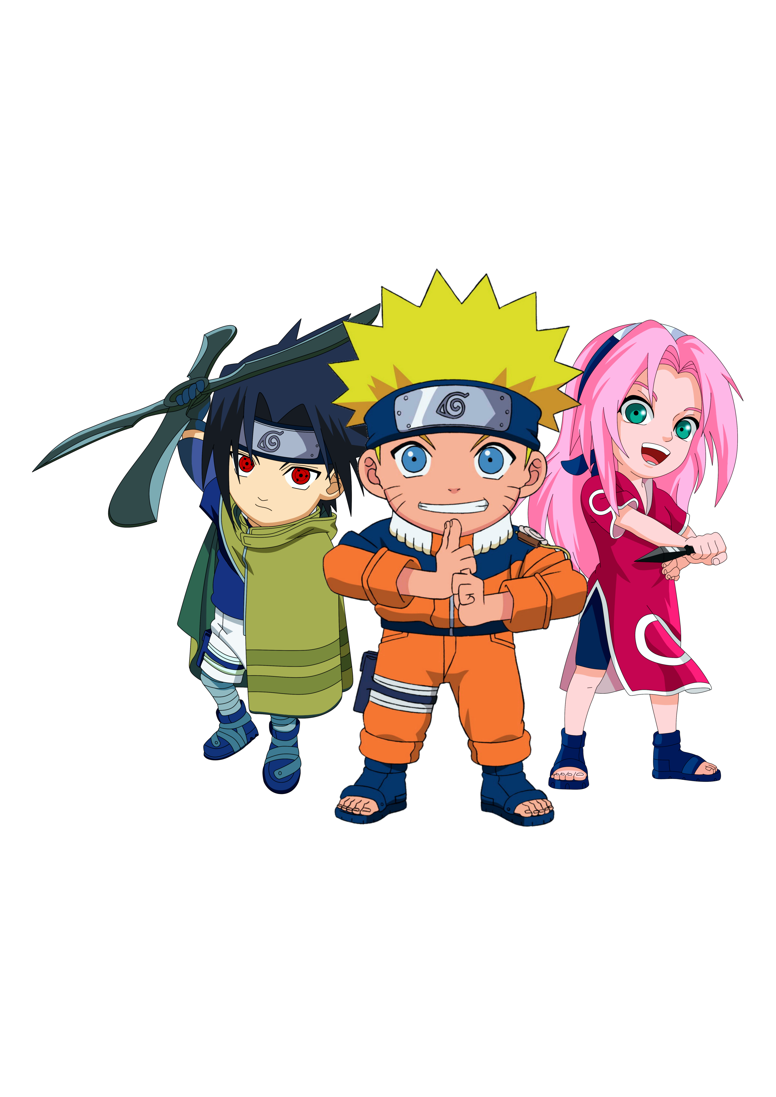 Naruto Clássico time 7 Sasuke e Sakura miniaturas cute png