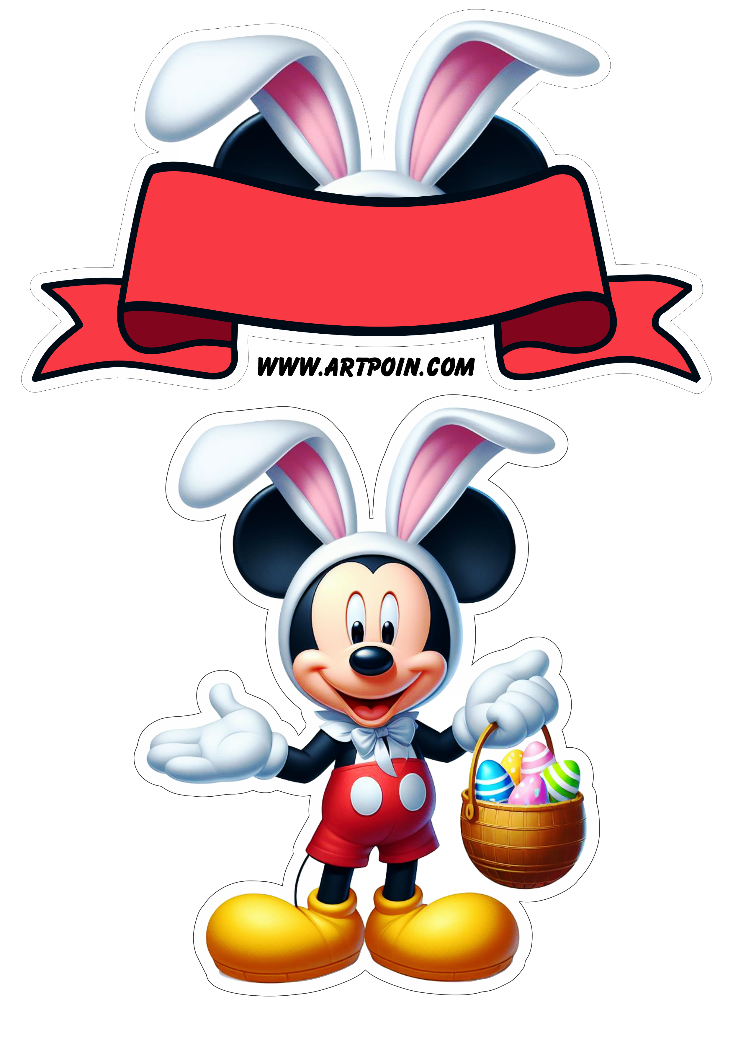 Topo de bolo Mickey Mouse decoração de páscoa png
