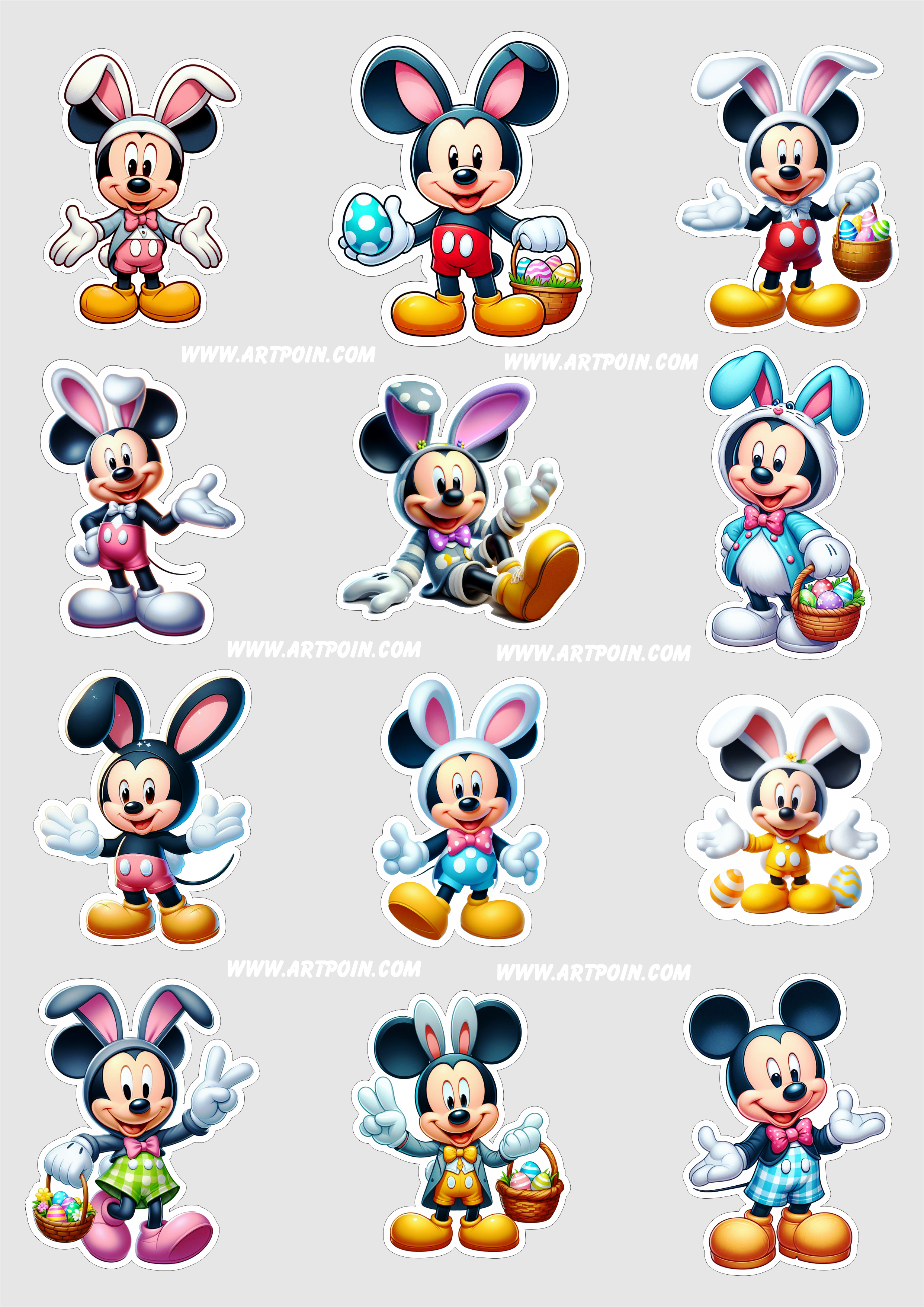 Mickey Mouse especial de páscoa adesivos tags etiquetas para decoração png