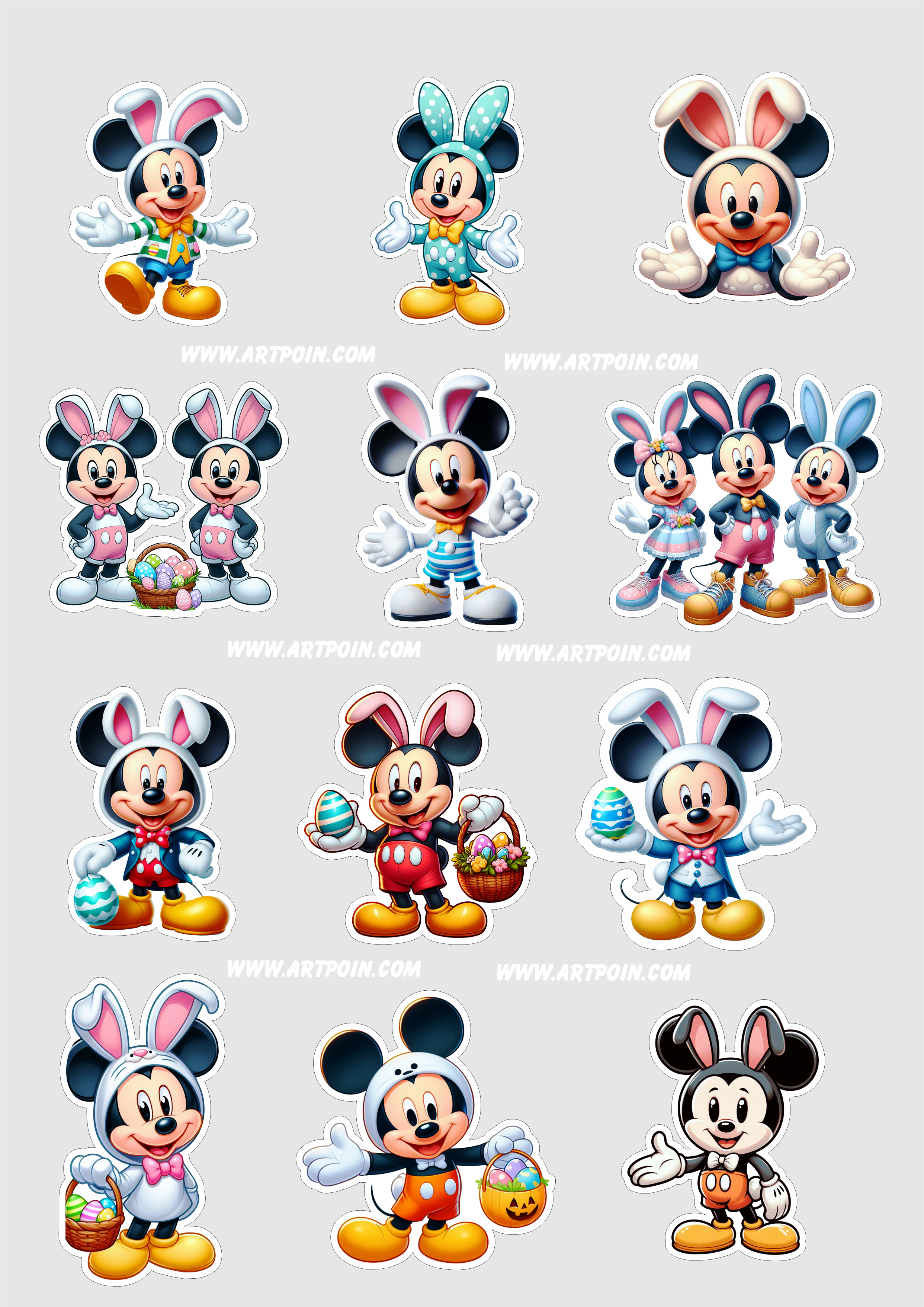 Mickey Mouse especial de páscoa adesivos tags etiquetas para decoração clipart png