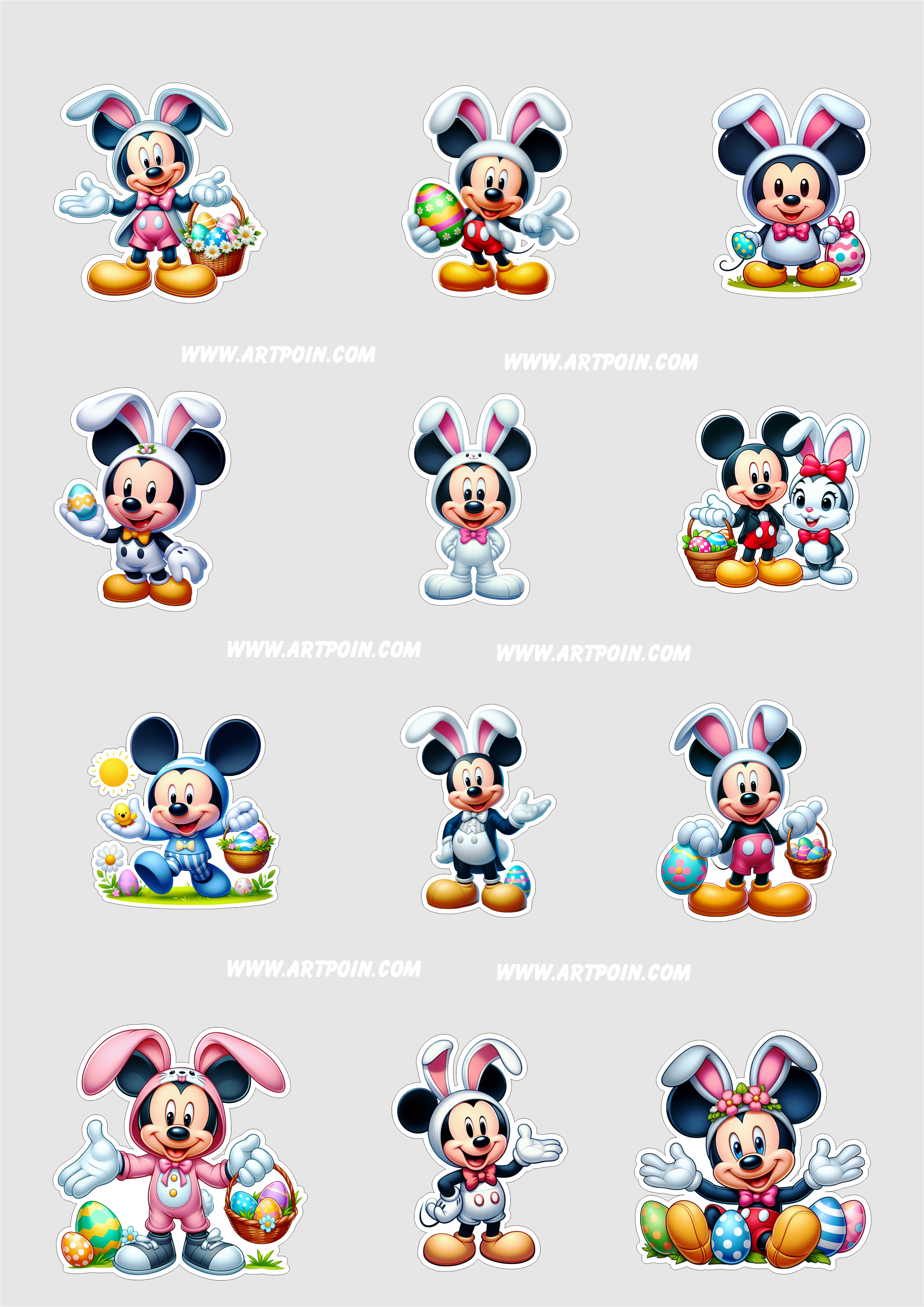 Mickey Mouse especial de páscoa adesivos tags etiquetas para decoração figurinhas png