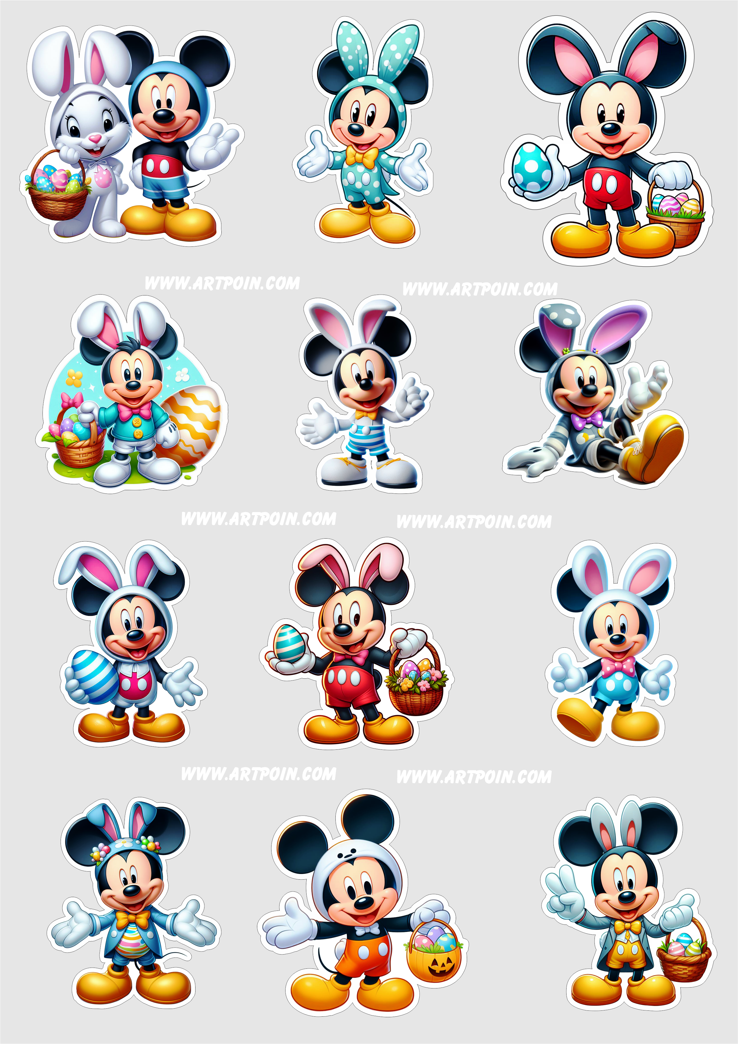 Mickey Mouse especial de páscoa adesivos tags etiquetas para decoração Disney png