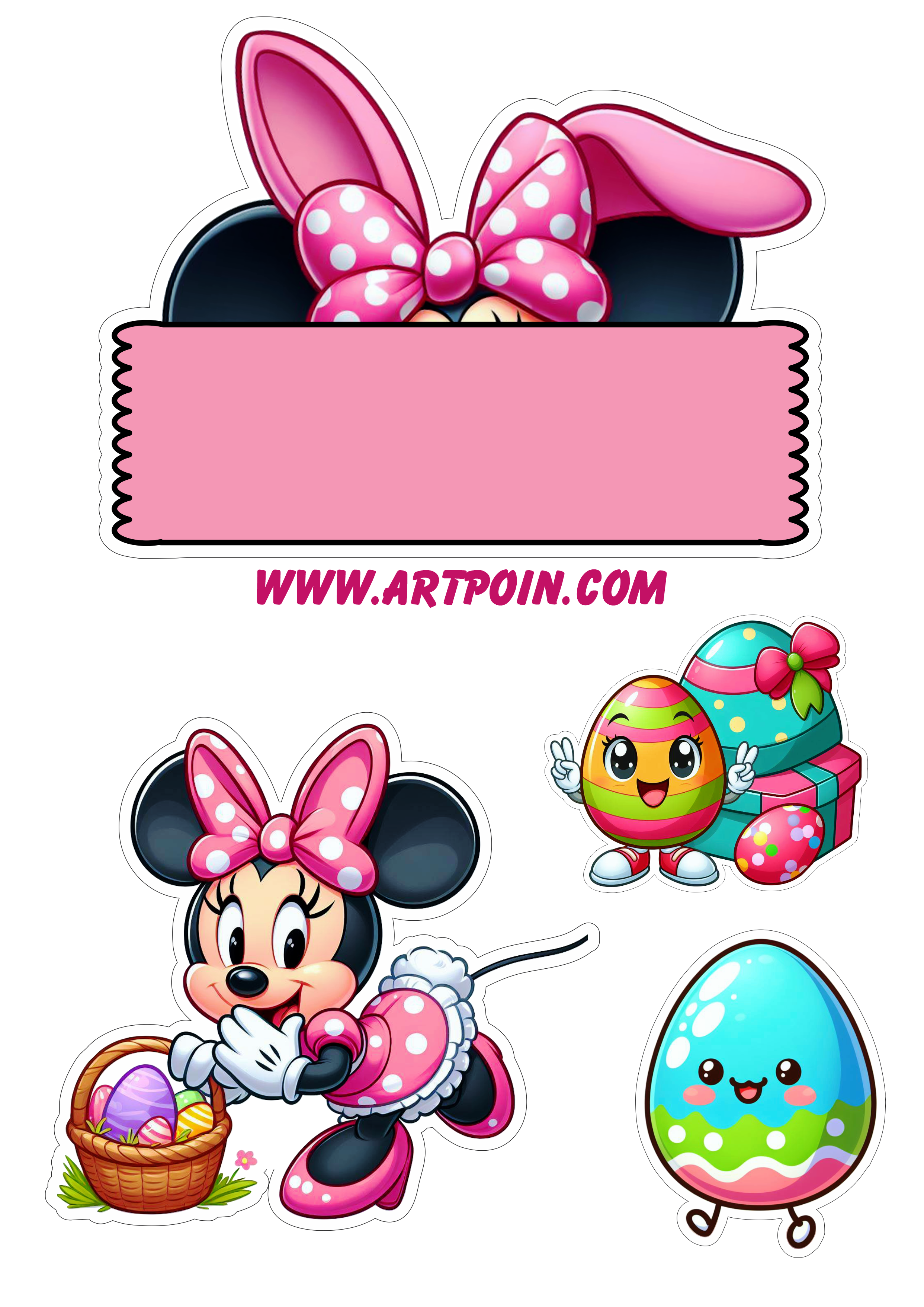Minnie Mouse rosa topo de bolo especial de páscoa festinha png