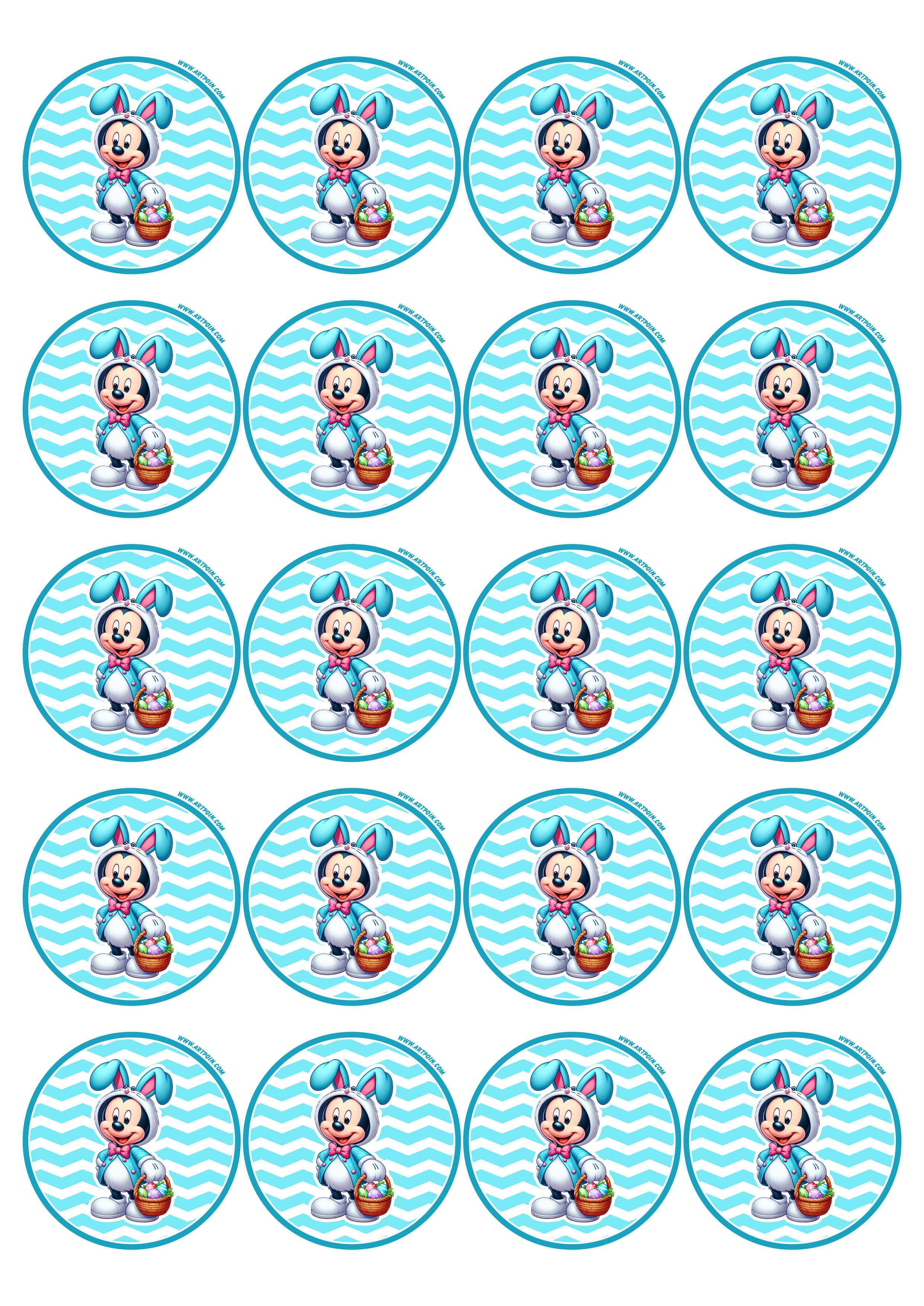 Mickey Mouse decoração de páscoa adesivo redondo tag sticker 20 imagens png