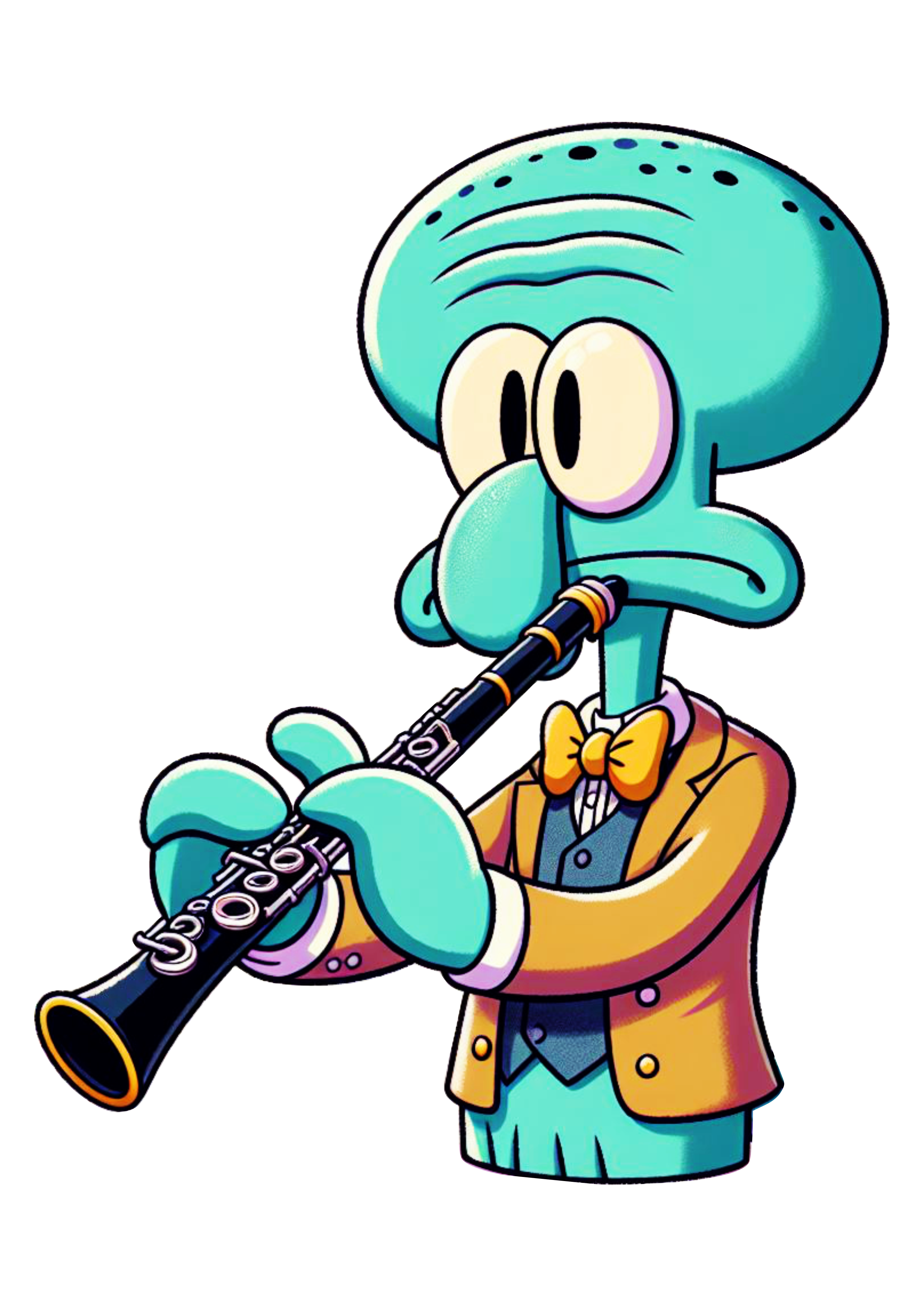 Lula molusco tocando clarinete assustado personagem Bob esponja nickelodeon clipart png