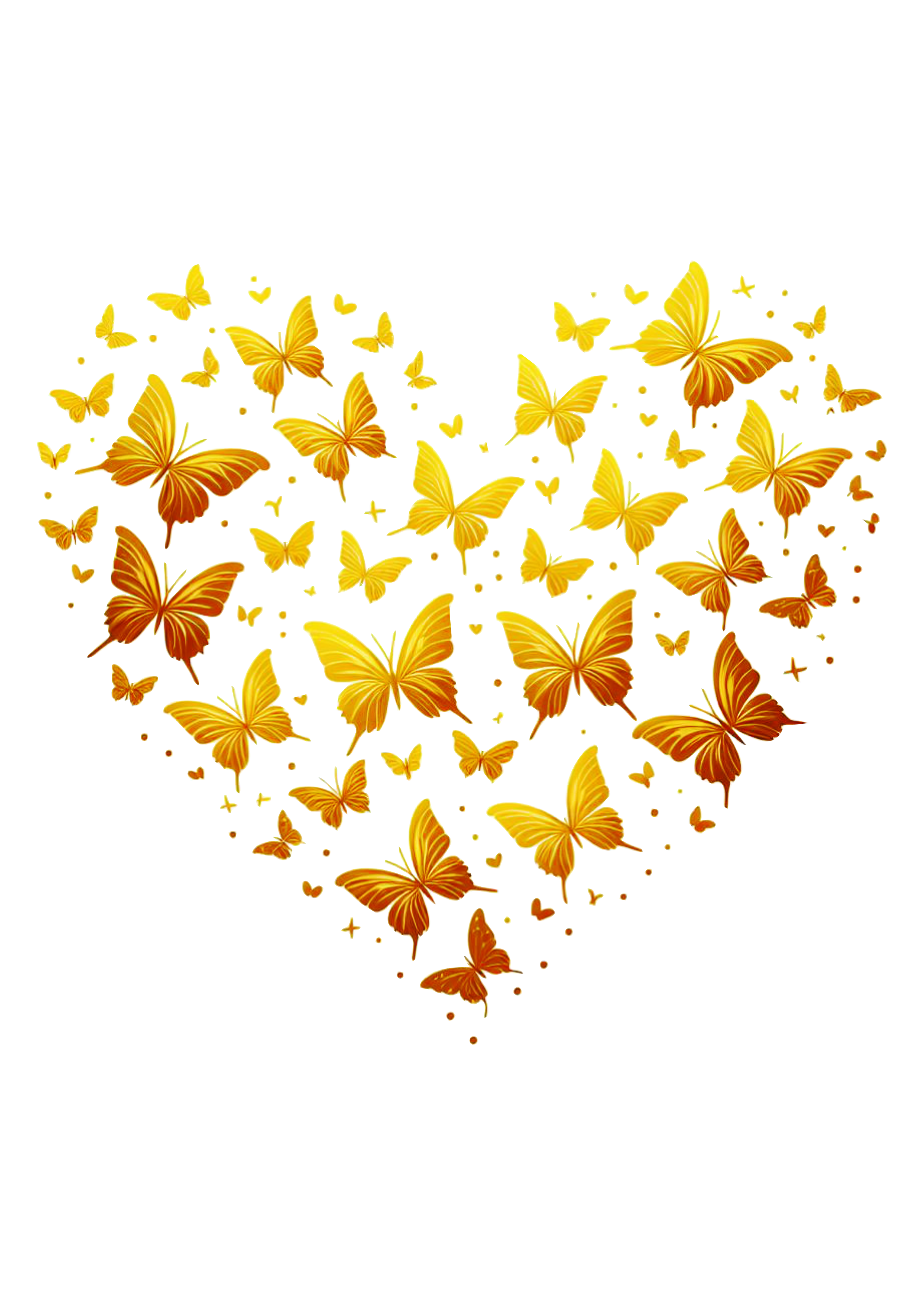Coração borboletas douradas png image decoração artes gráficas clipart golden