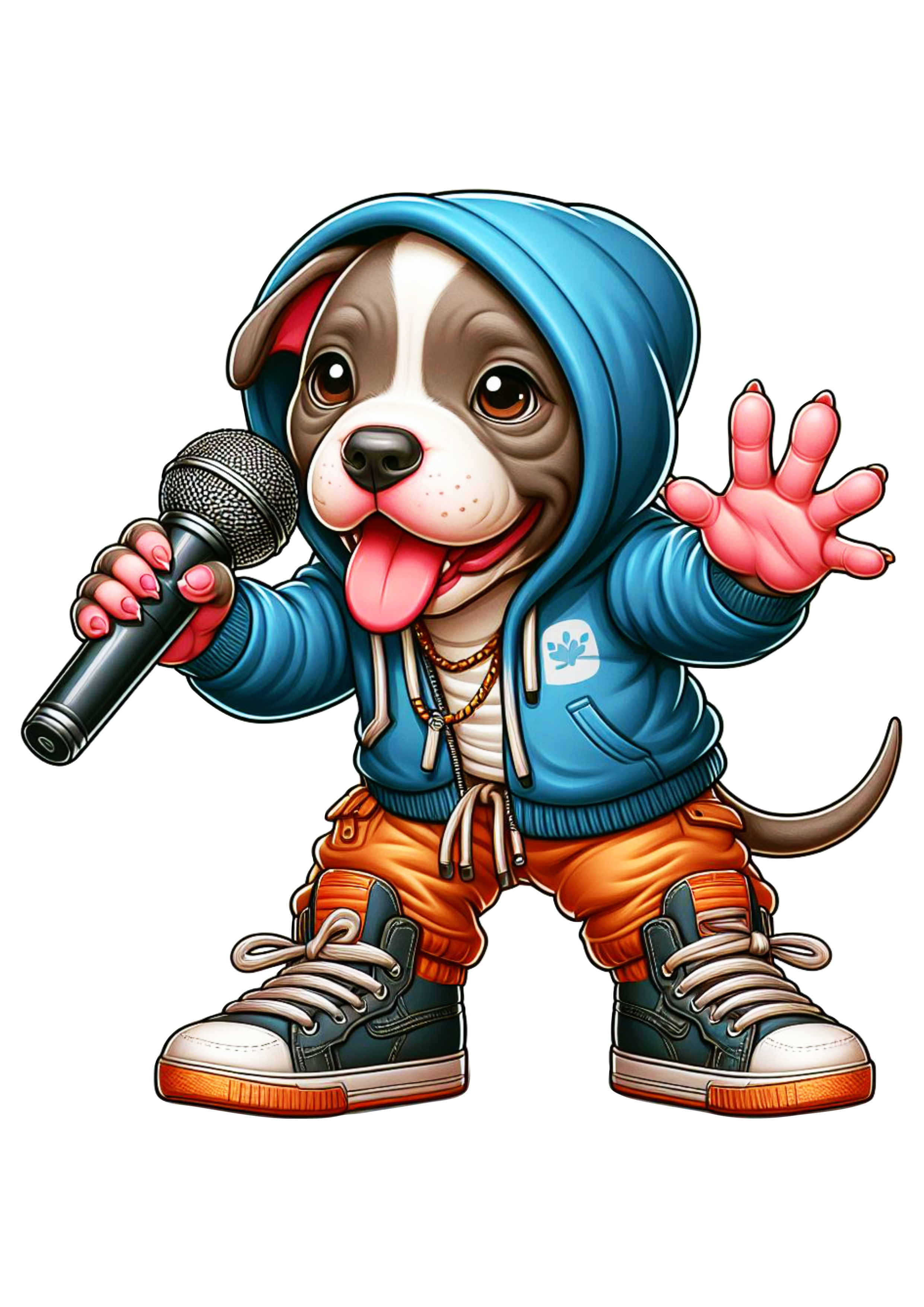 cachorro cantando rap pitbull com roupa estilosa png clipart