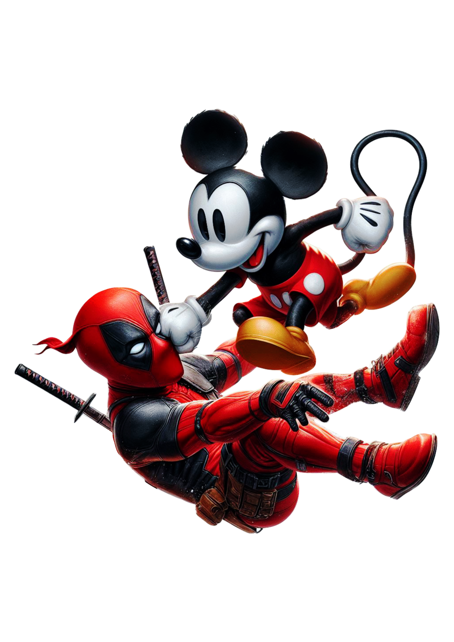 Deadpool lutando com o Mickey Mouse filme de ação personagem fictício ...