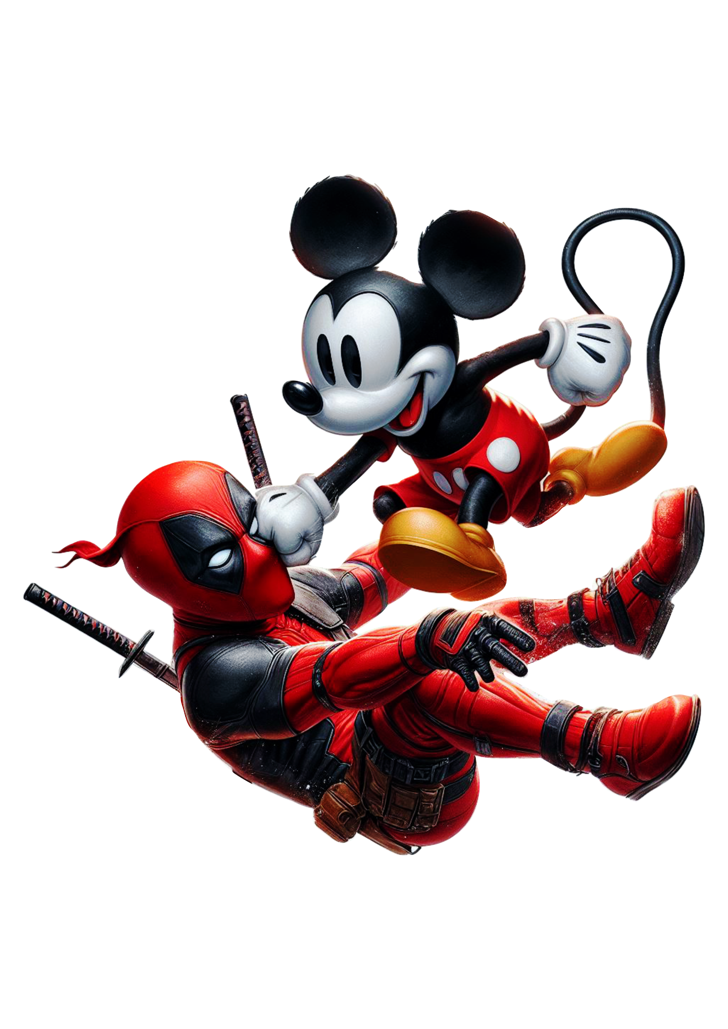 Deadpool lutando com o Mickey Mouse filme de ação personagem fictício Disney universo Marvel Anti-herói clipart free design png