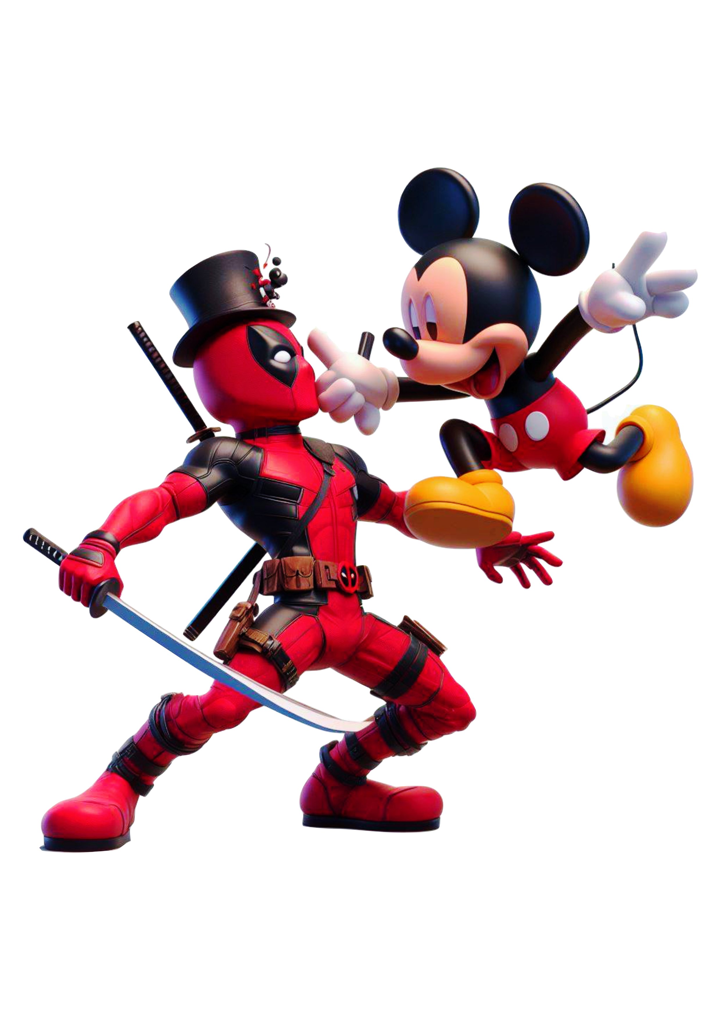 Deadpool lutando com o Mickey Mouse filme de ação personagem fictício Disney universo Marvel Anti-herói clipart free design art png