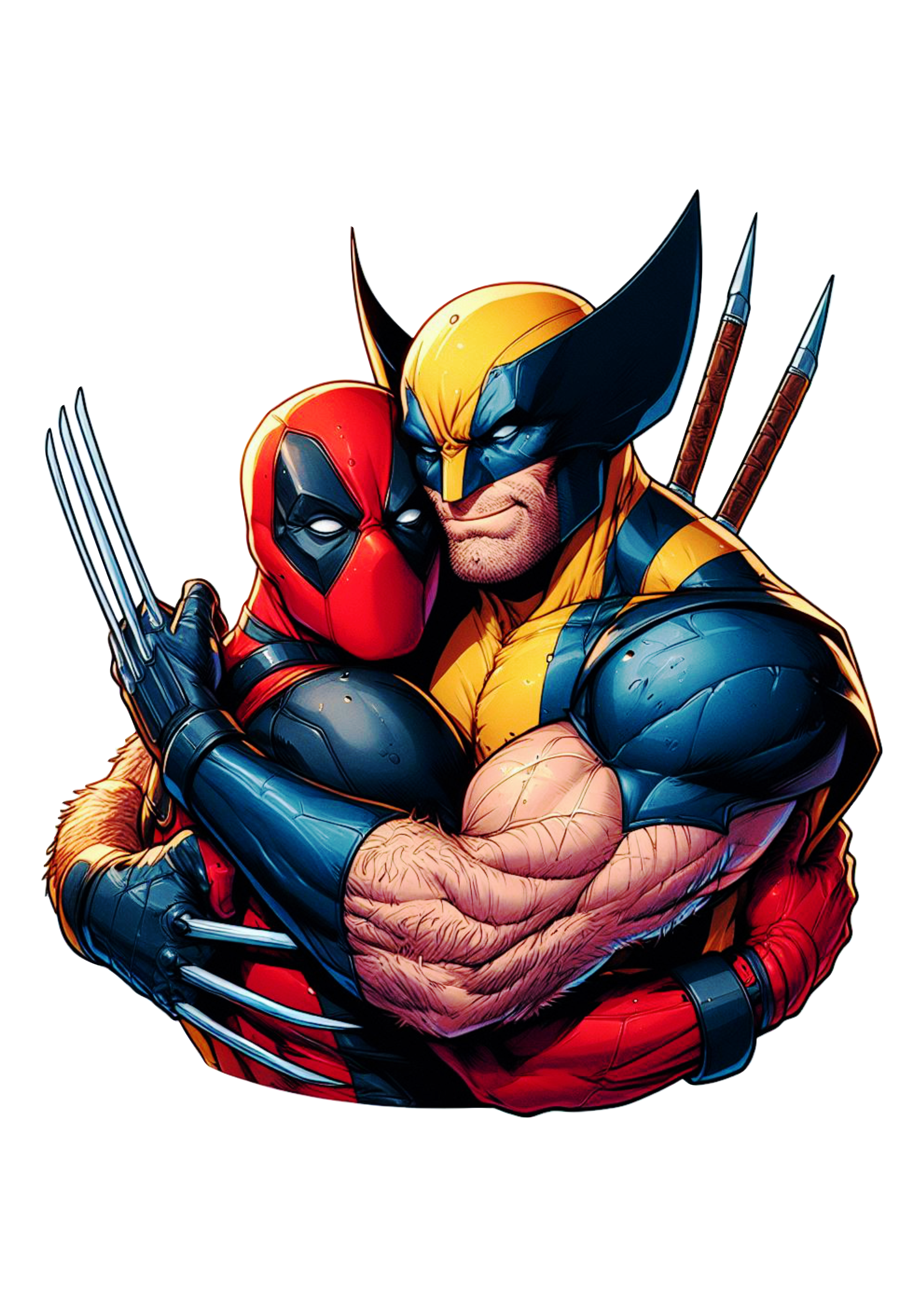 Deadpool E Wolverine abraçados png