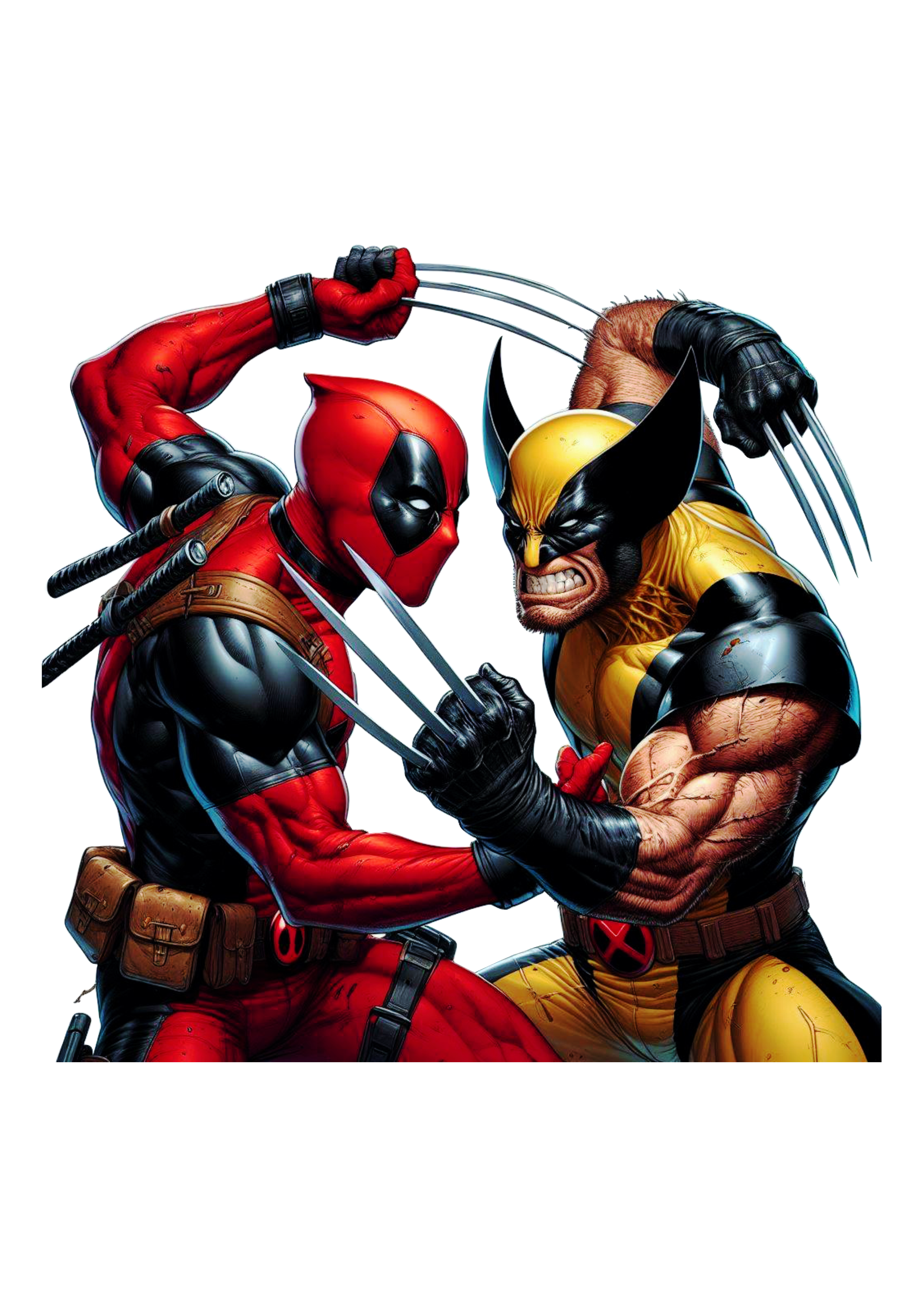 Deadpool E Wolverine lutando novo filme da Marvel lançamento png