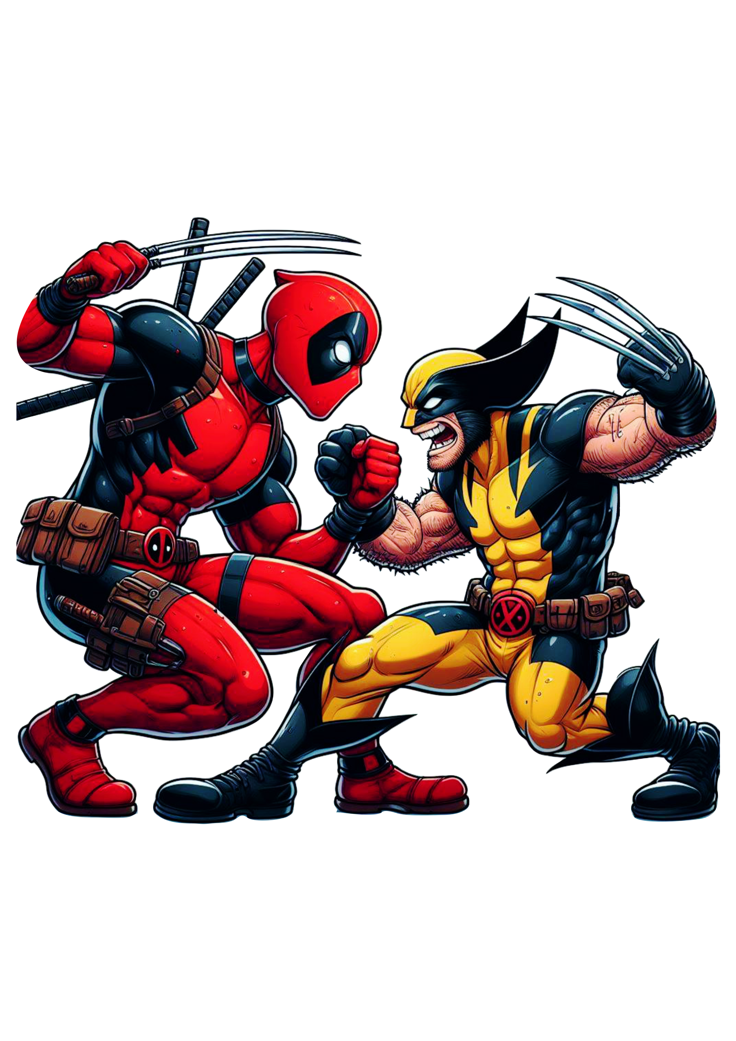 Deadpool E Wolverine lutando novo filme da Marvel lançamento hq png