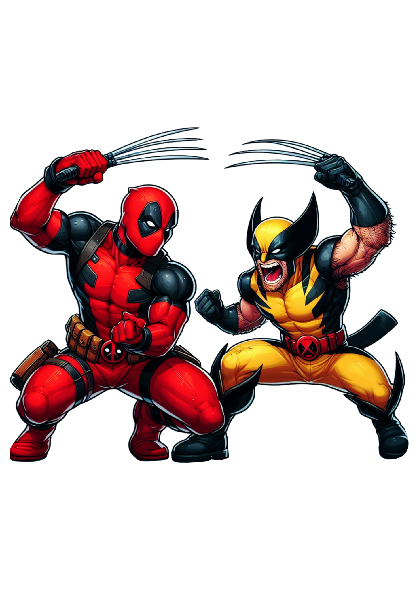 Deadpool E Wolverine lutando novo filme da Marvel lançamento hq desenho png