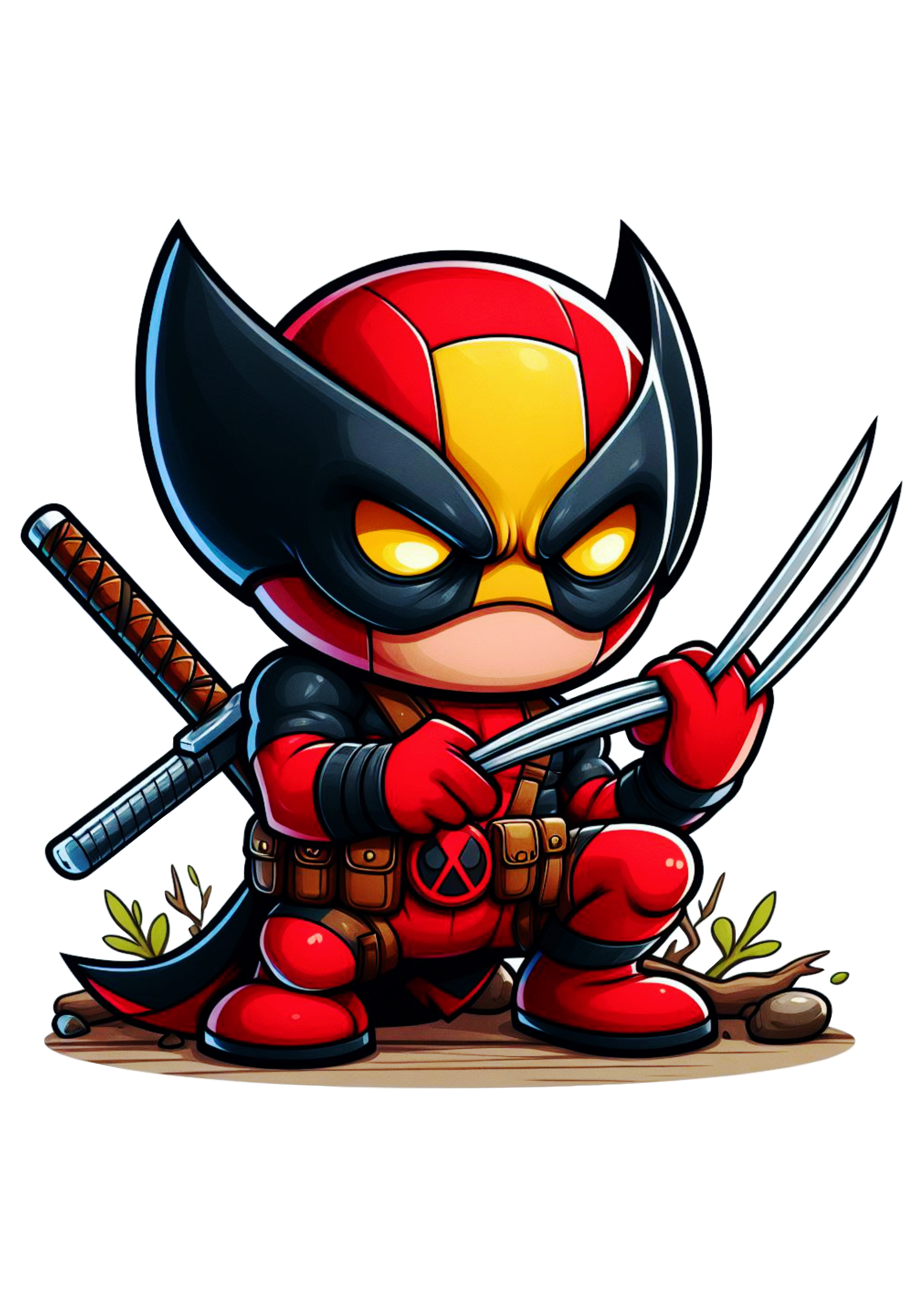 Deadpool fantasiado de Wolverine X-men clipart png