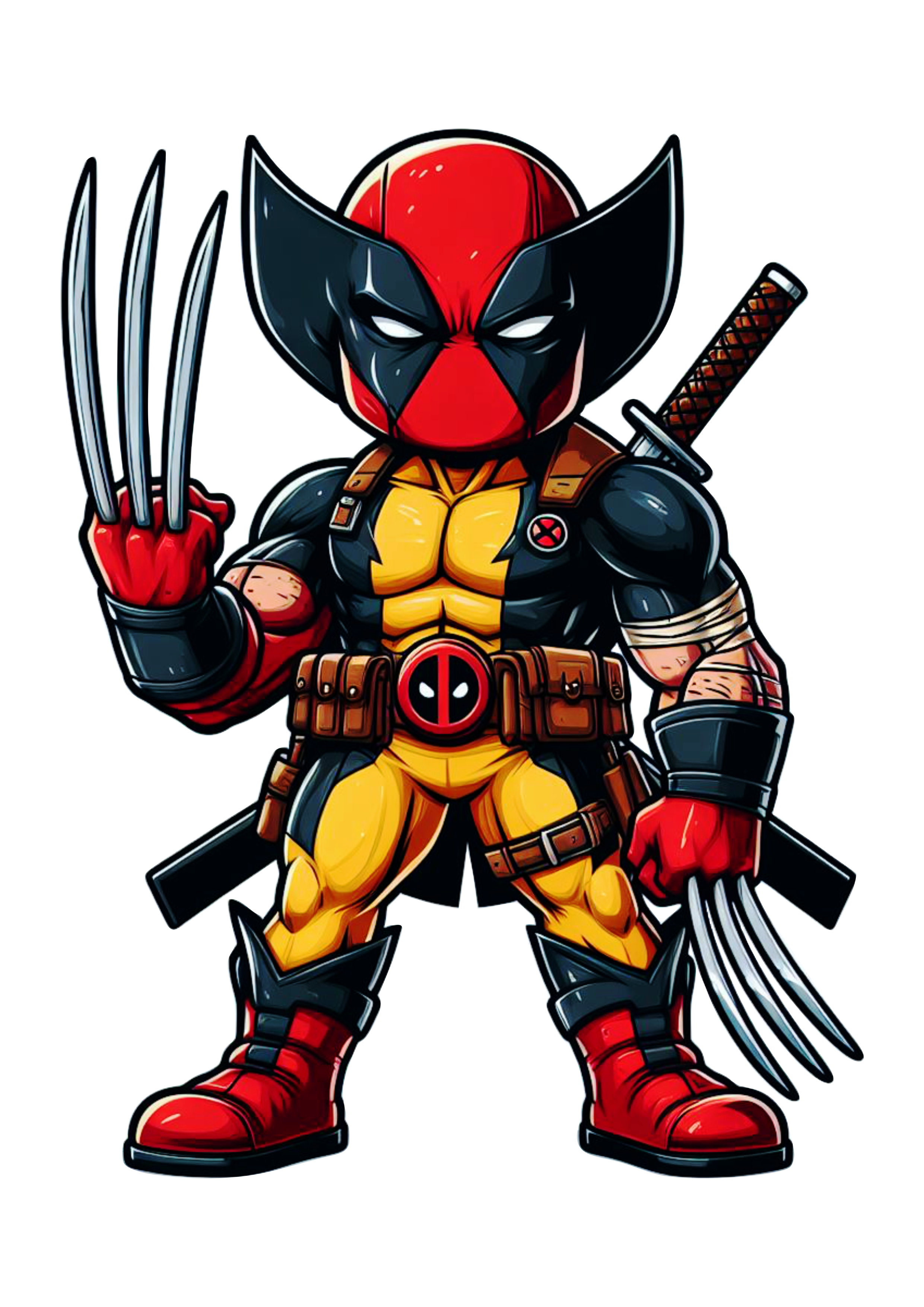 Deadpool com espada herói Marvel desenho simples png