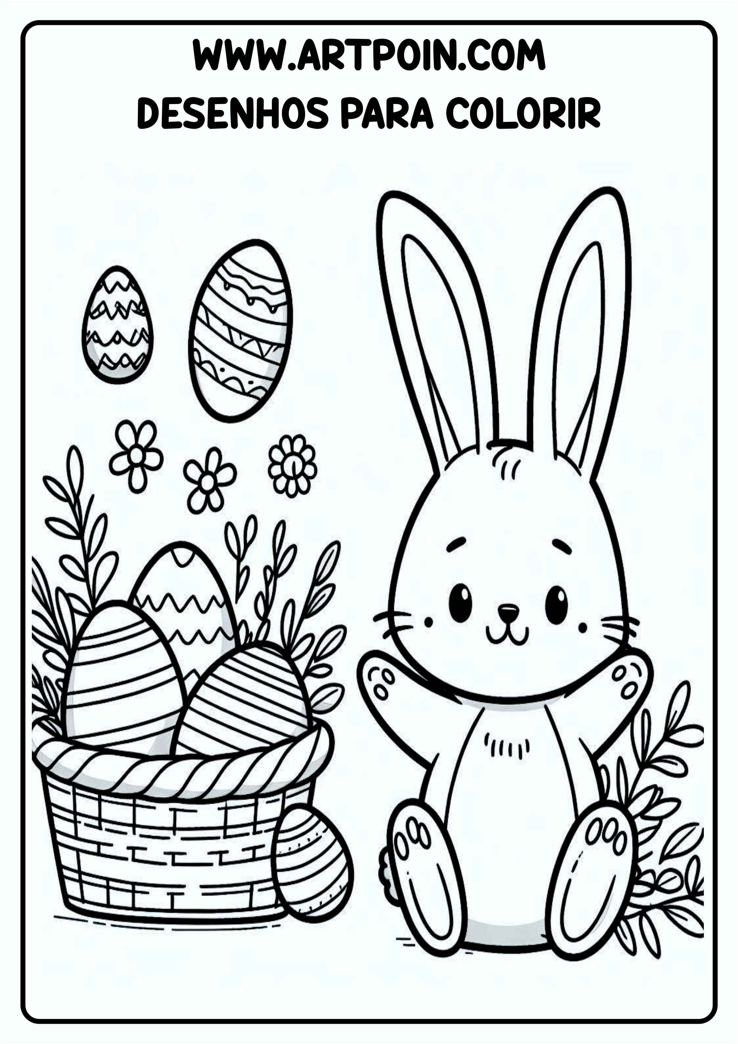 Desenho para colorir coelhinho da páscoa png