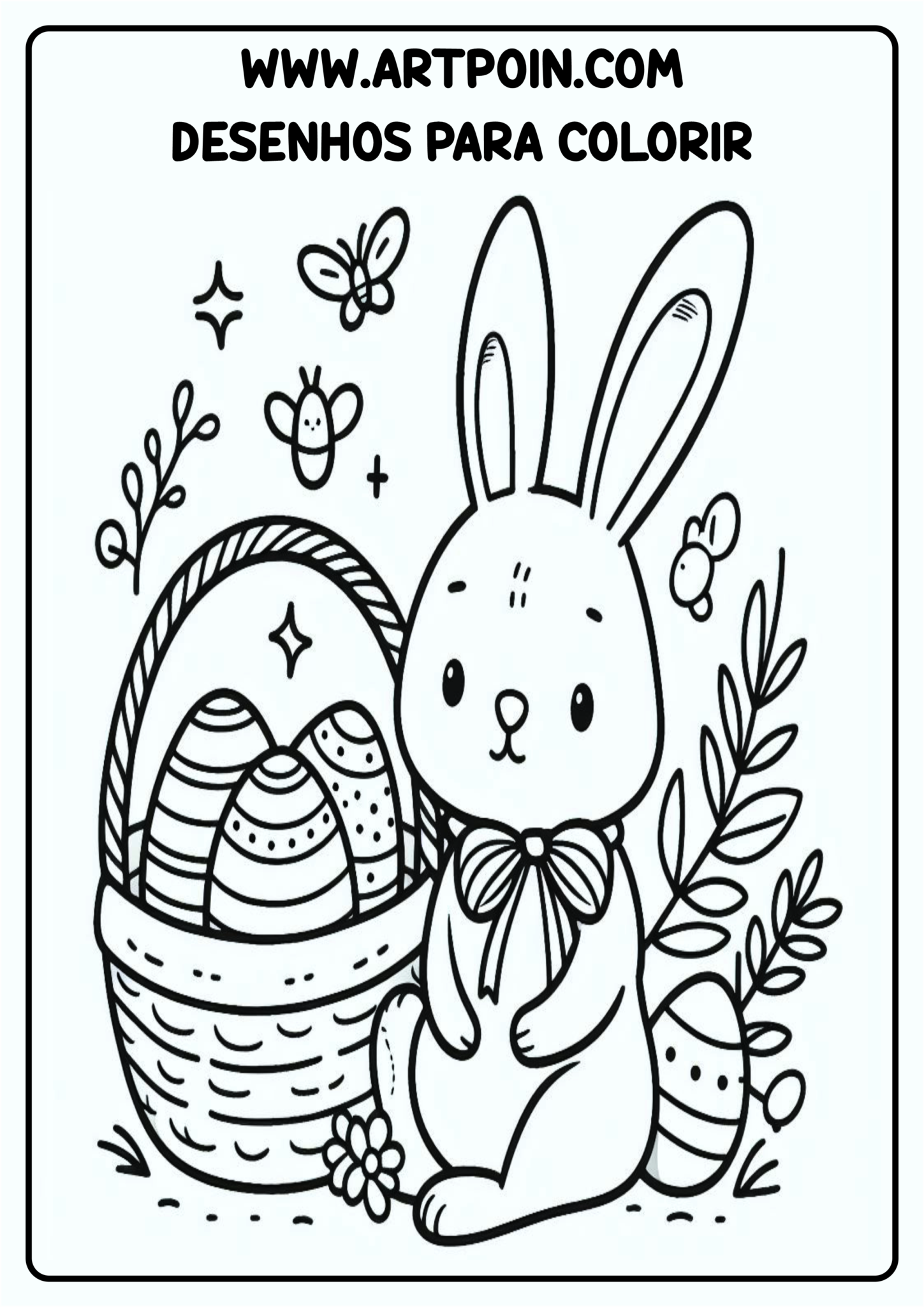 Desenho Para Colorir Coelhinho Da Páscoa Atividade Para Criança Ovo De Chocolate Design Png 8731