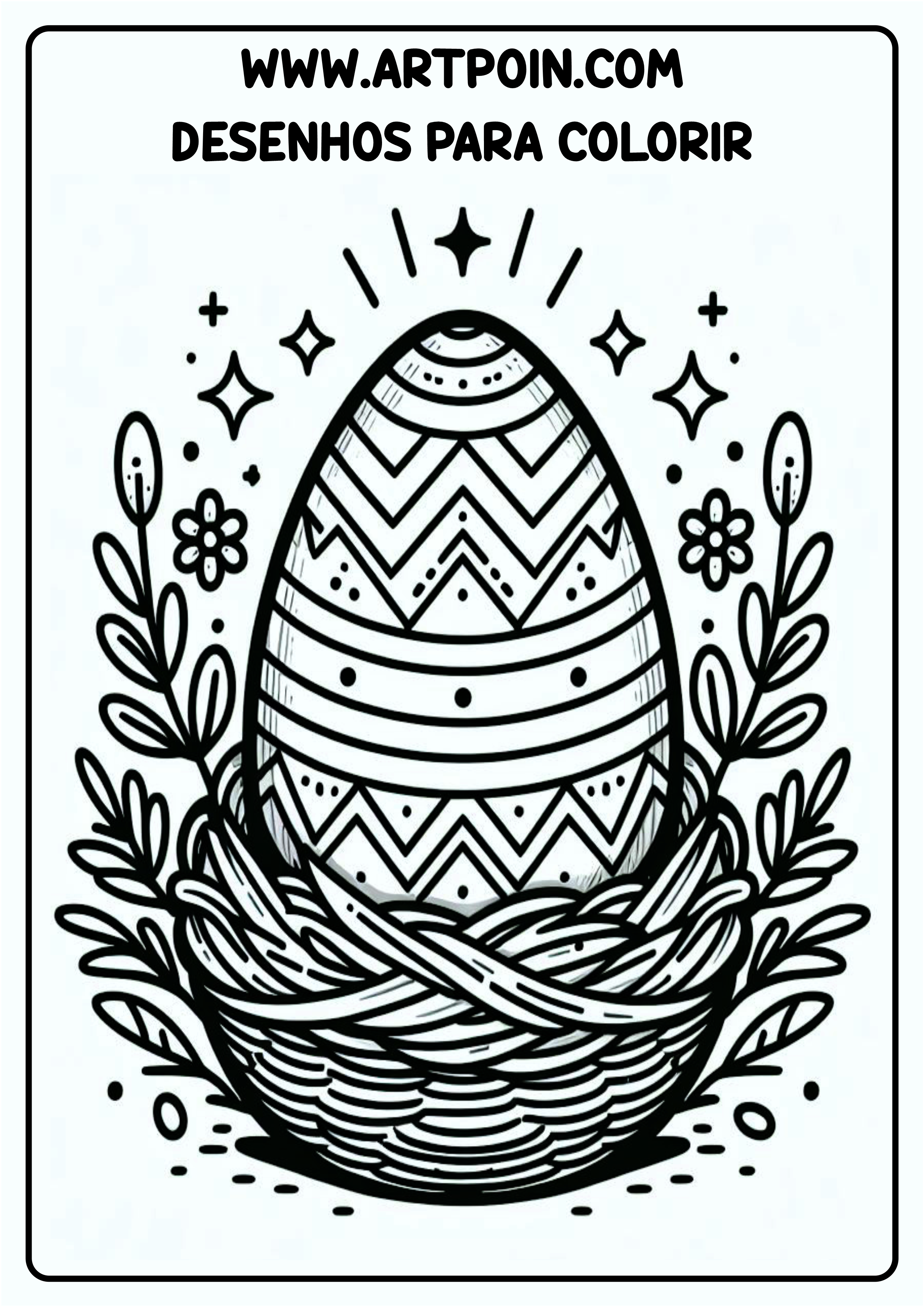 Desenho para colorir ovo da páscoa atividade para criança png