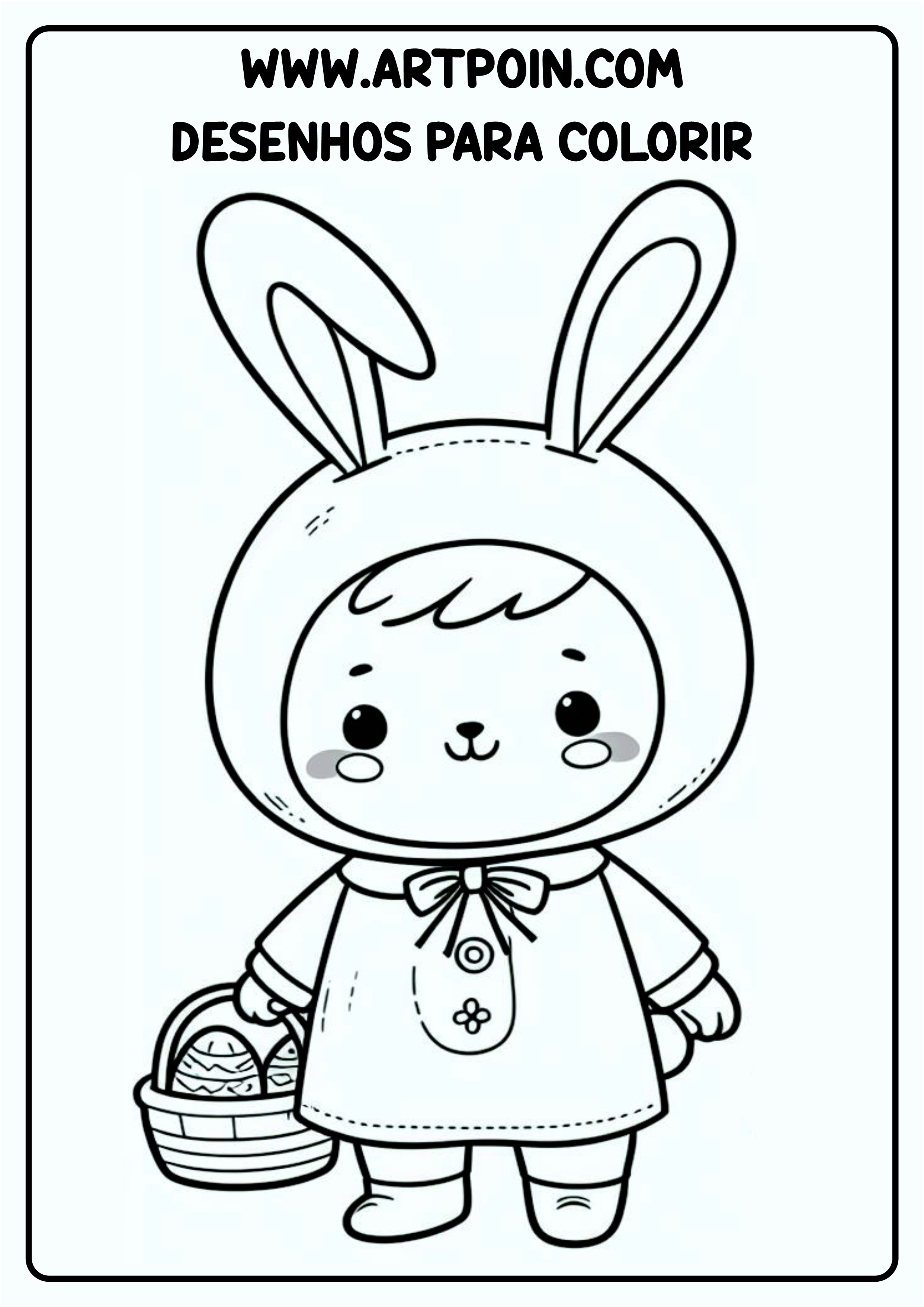 Desenho para colorir menino com roupa de coelhinho da páscoa png