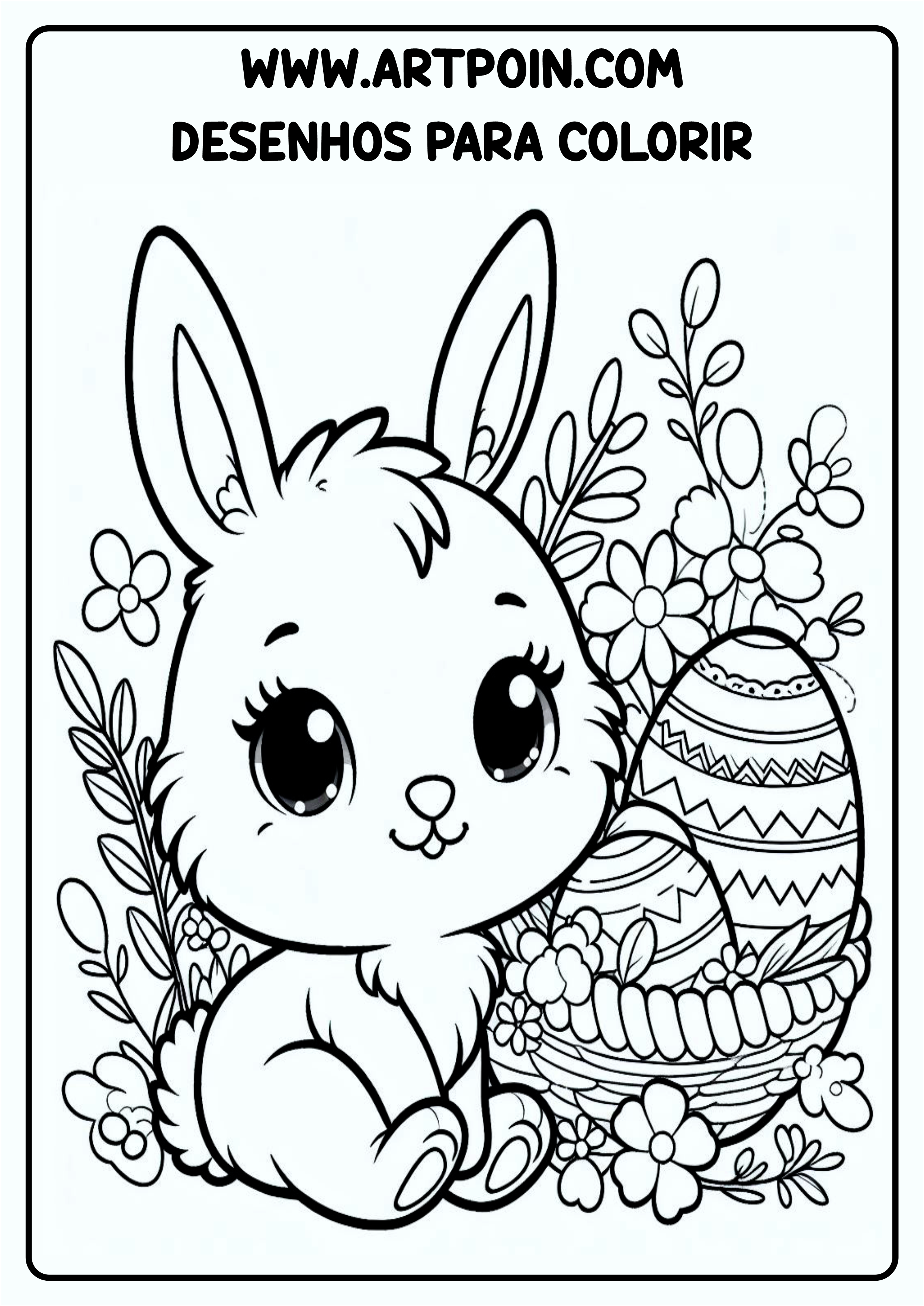 Desenho para colorir coelhinho da páscoa branquinho png