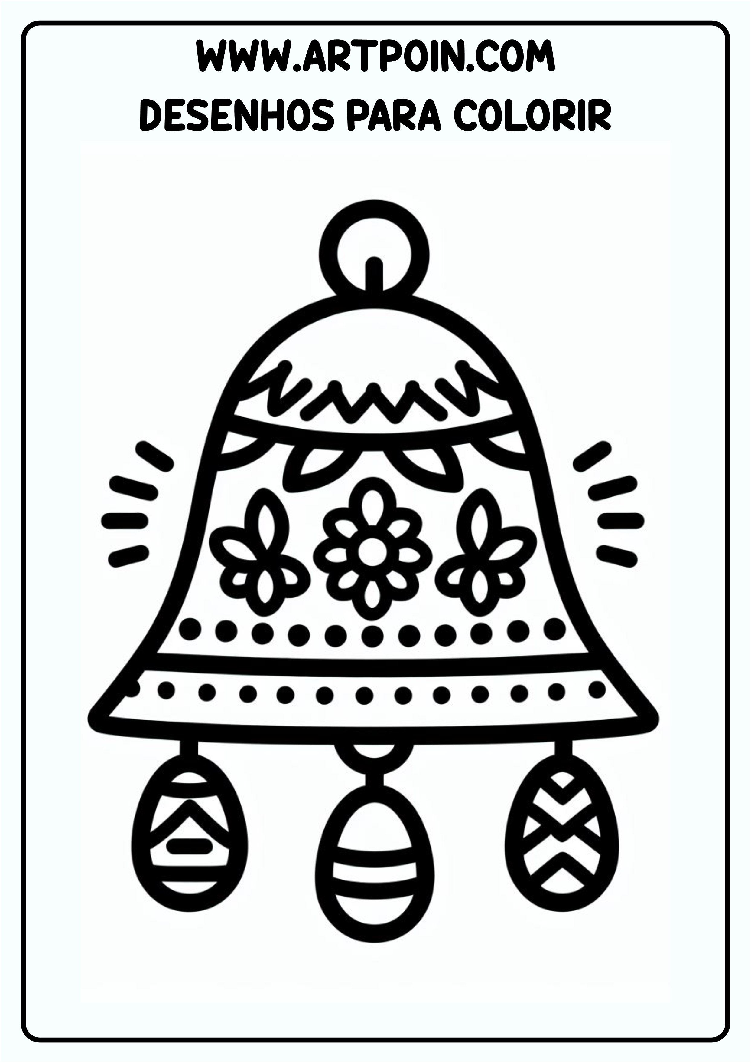 Desenhos para colorir símbolos da páscoa sino e ovos ilustração png