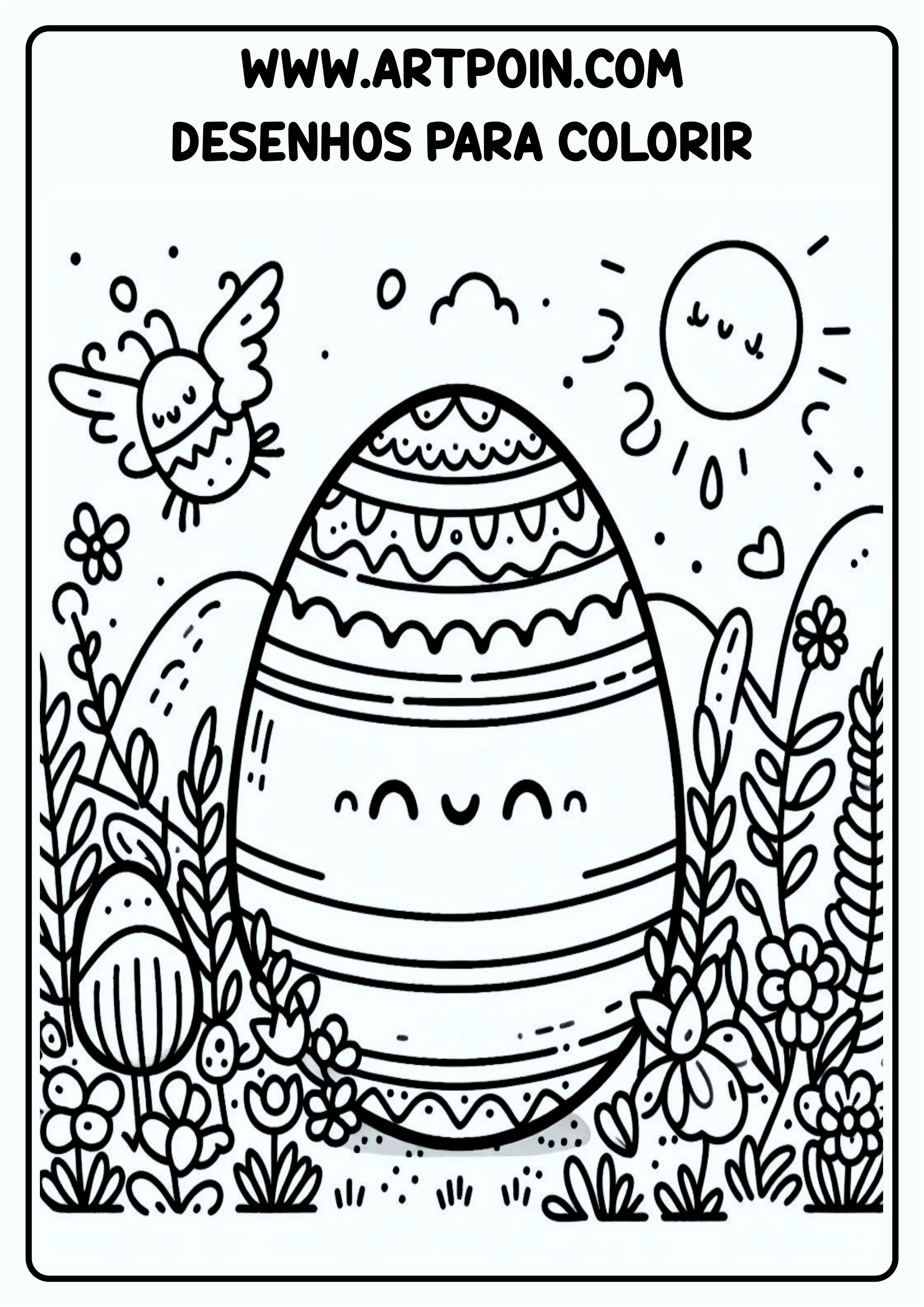 Desenhos para colorir símbolos da páscoa ovo de chocolate free coloring page ilustration cenário png
