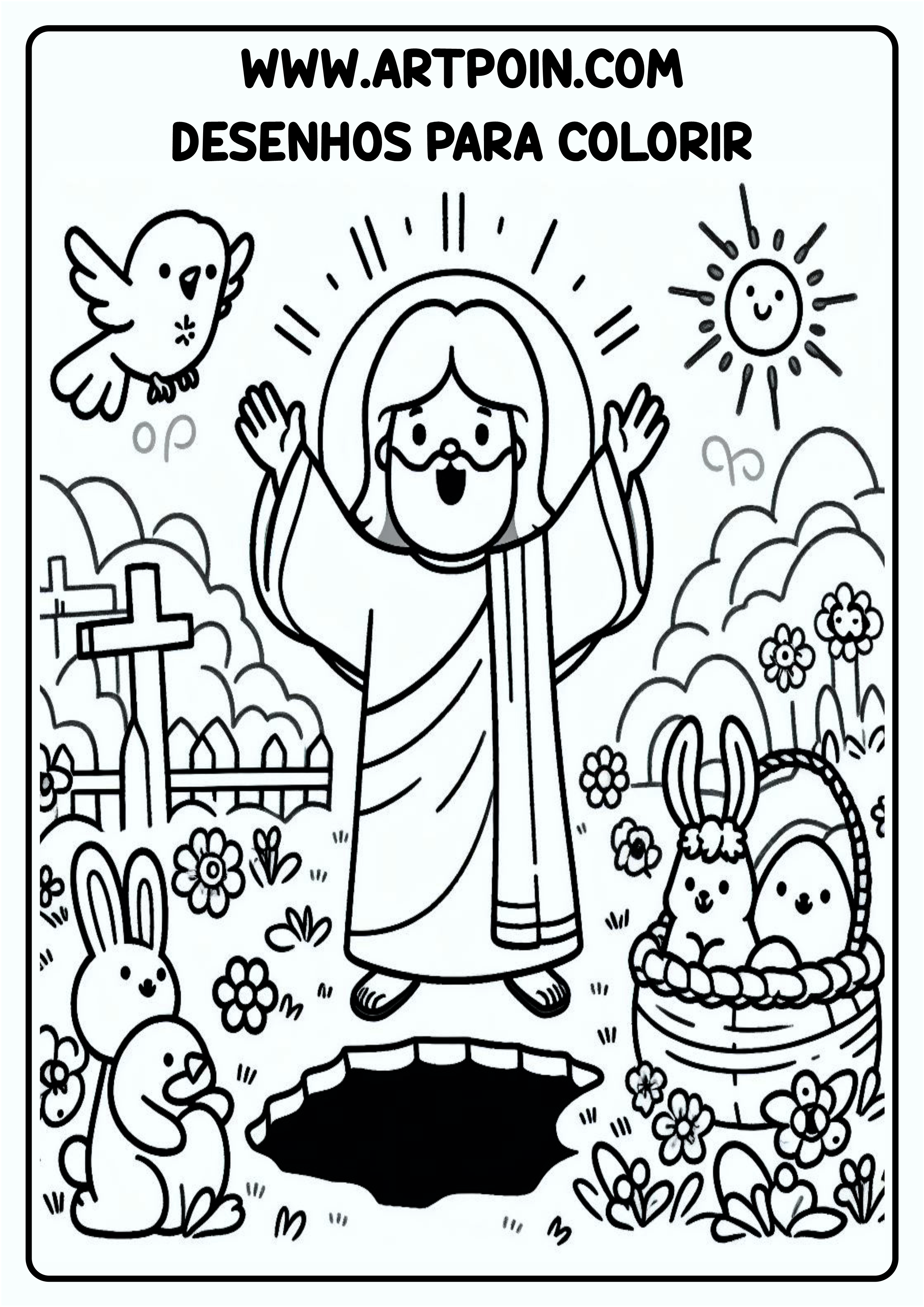 Desenho para colorir páscoa ressureição de Jesus Cristo coloring page png
