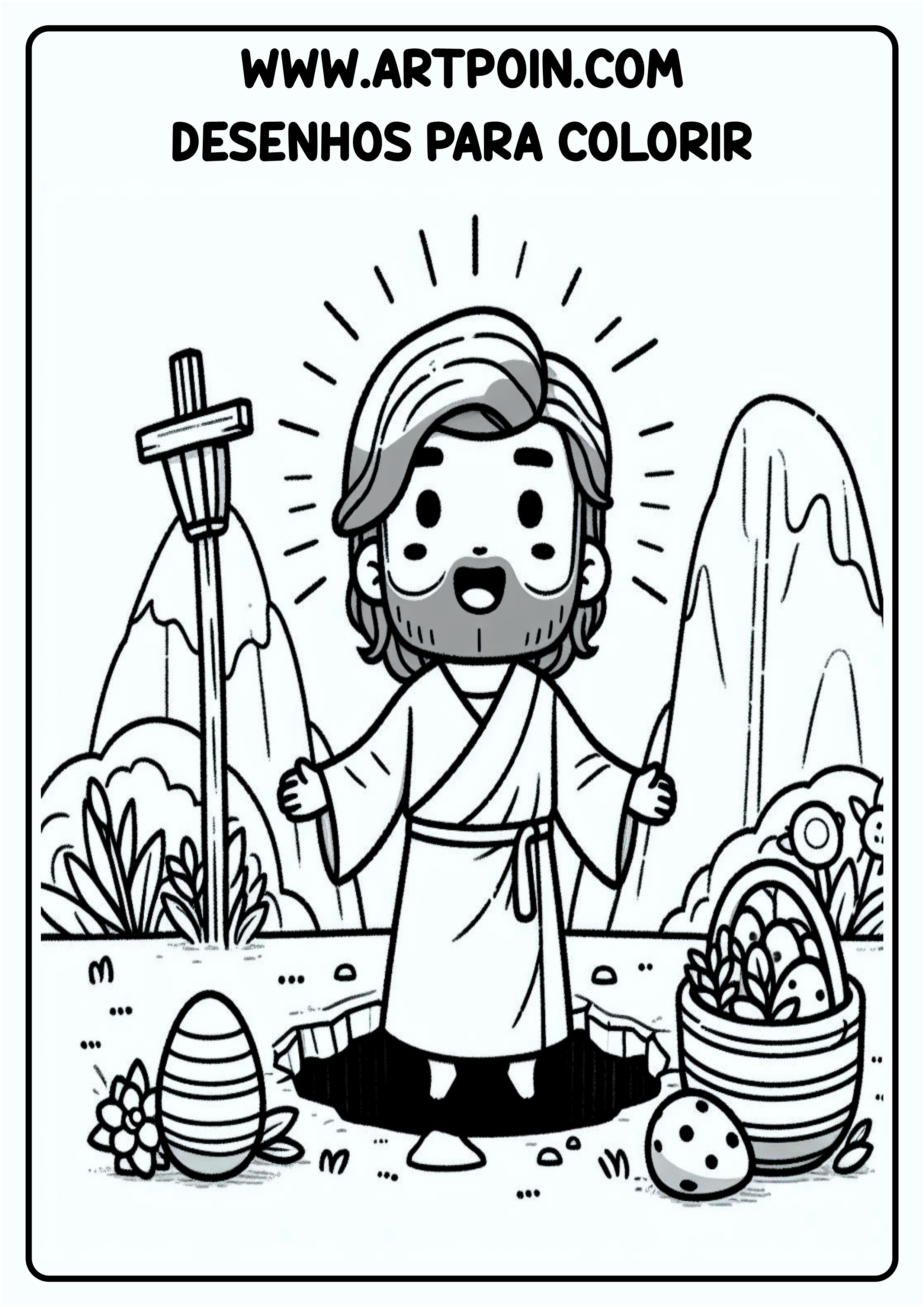 Desenho para colorir Jesus Ressuscitou na páscoa png