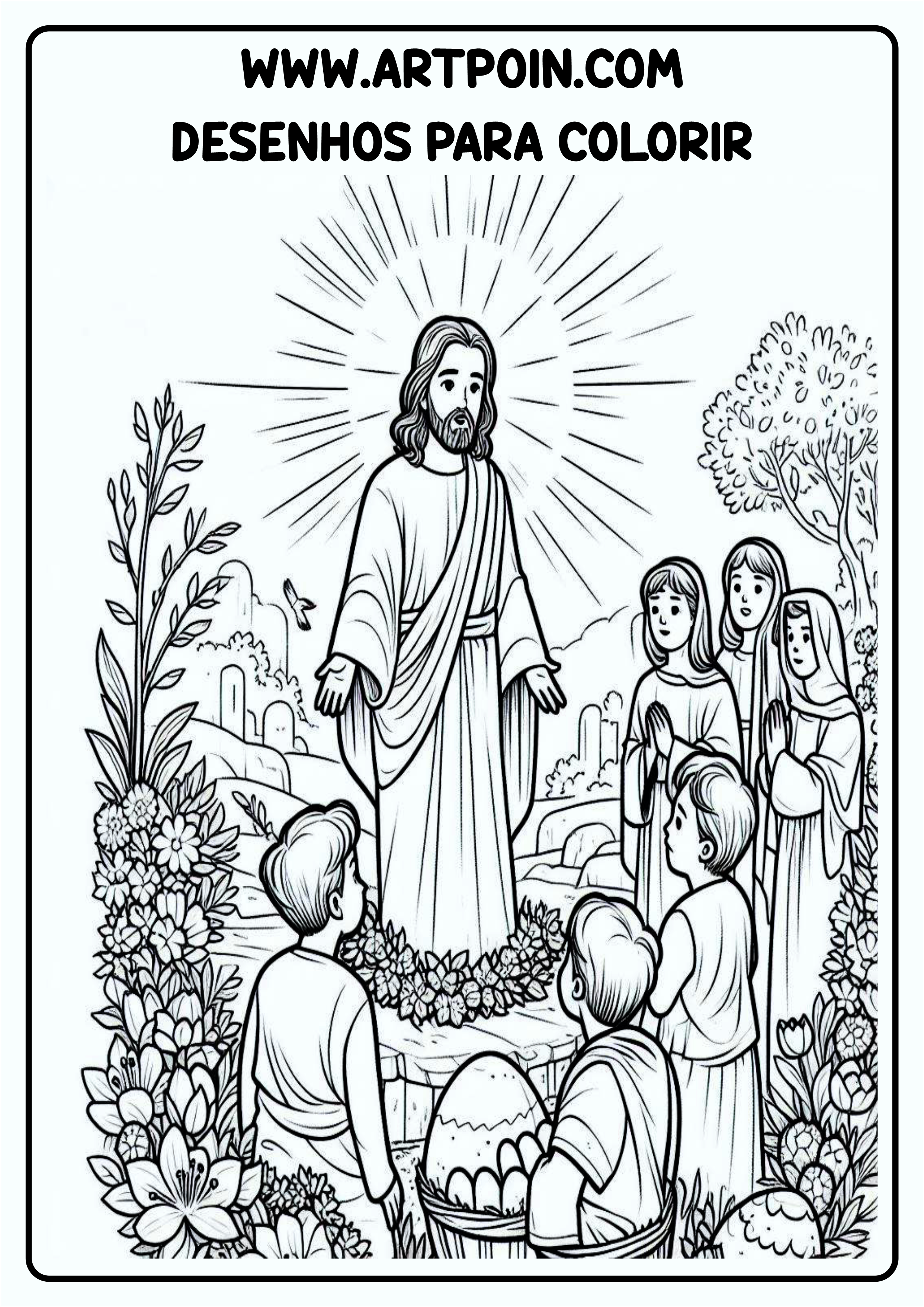 Desenho para colorir Jesus Ressuscitou na páscoa atividade png