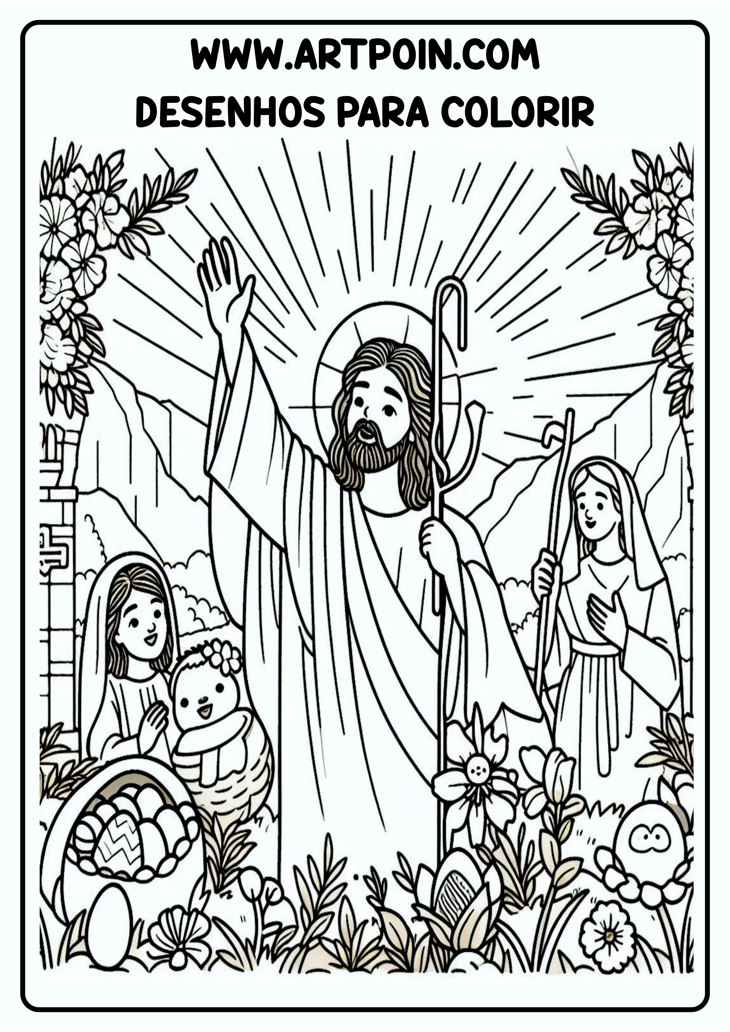Desenho para colorir Jesus Ressuscitou na páscoa atividade para criança igreja png