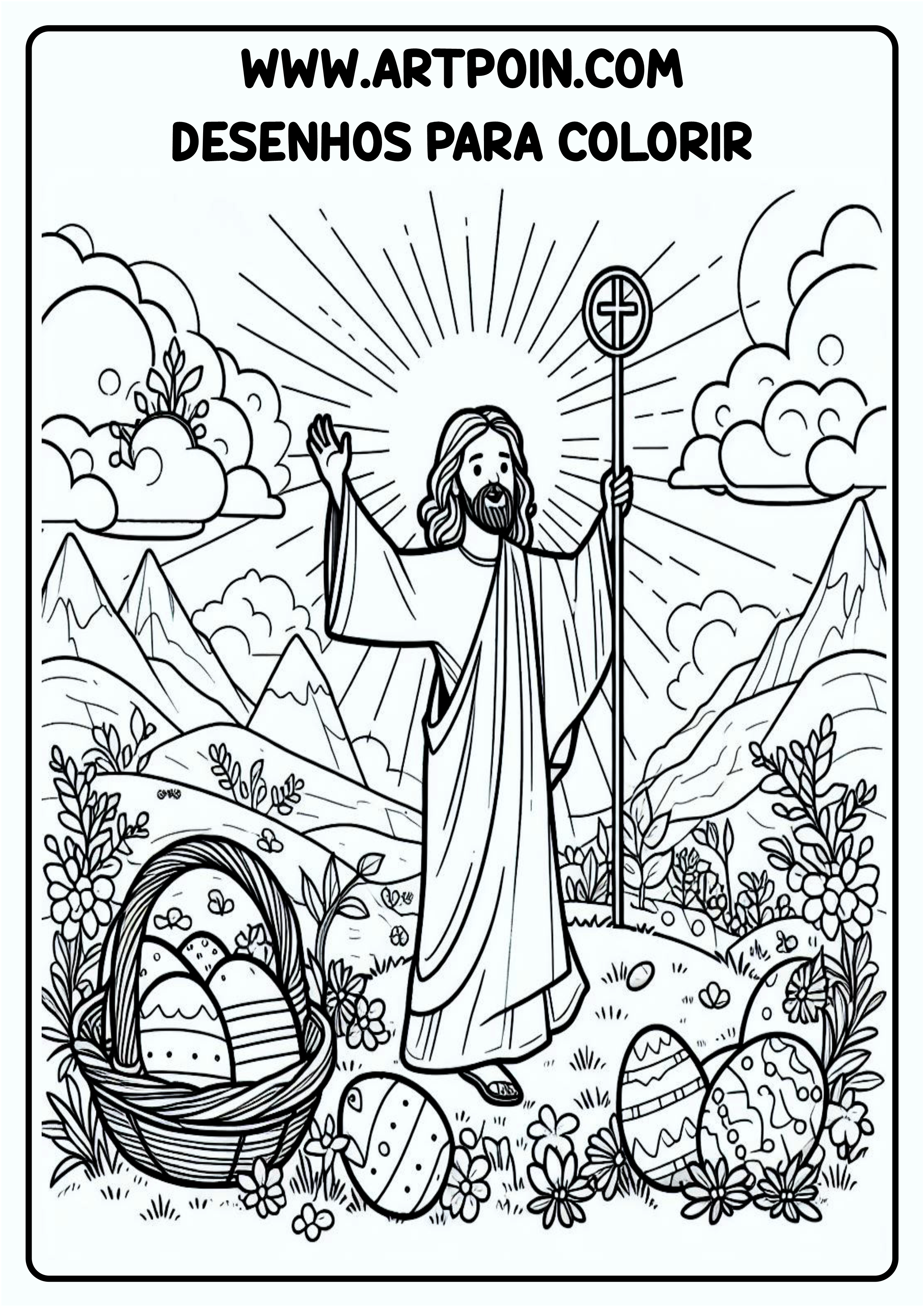 Desenho para colorir Jesus Ressuscitou na páscoa atividade para criança igreja coloring page png
