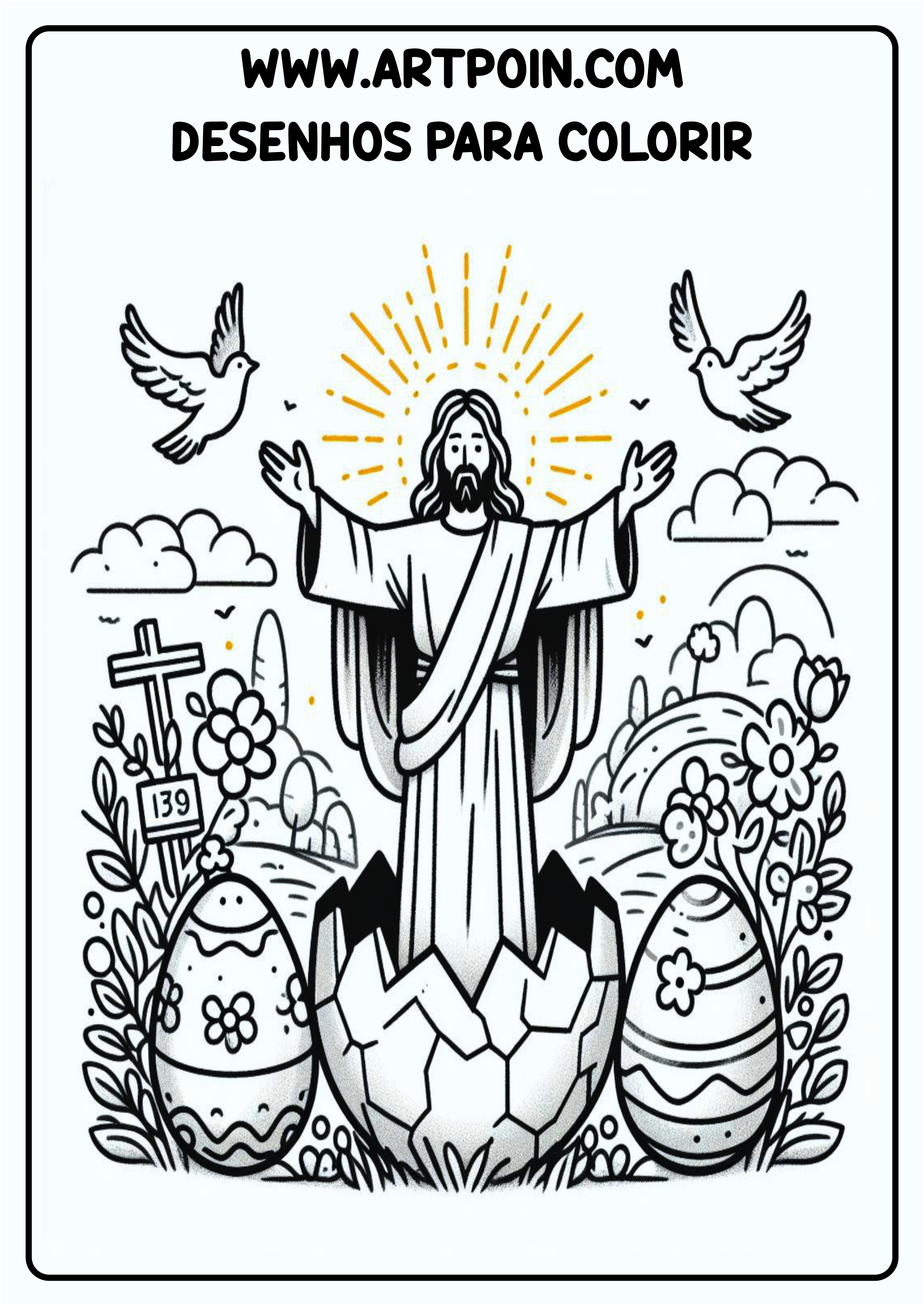 Desenho para colorir Jesus Ressuscitou na páscoa atividade para criança igreja png coloring page easter