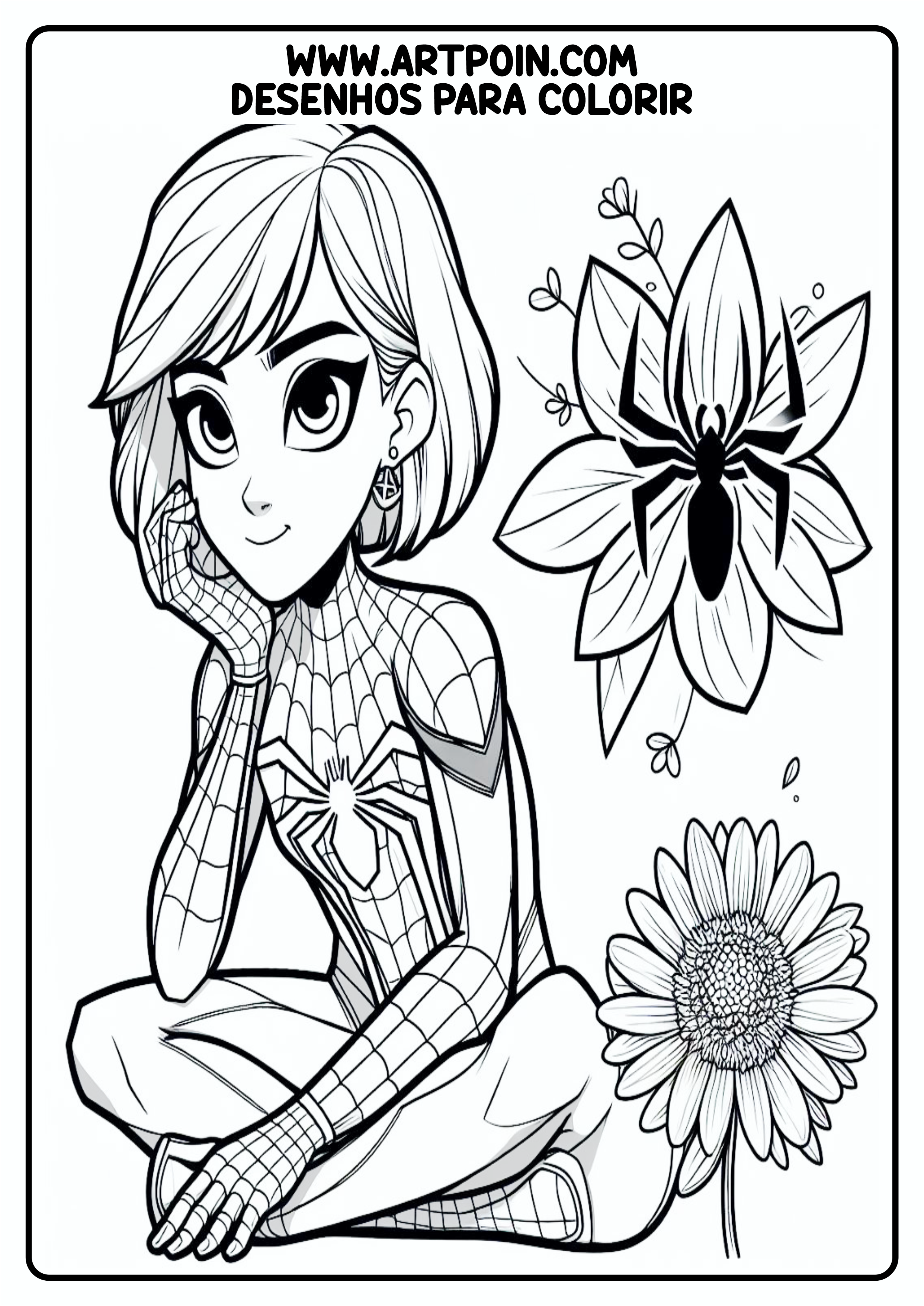 Desenho para colorir homem-aranha super herói Marvel mulher aranha png